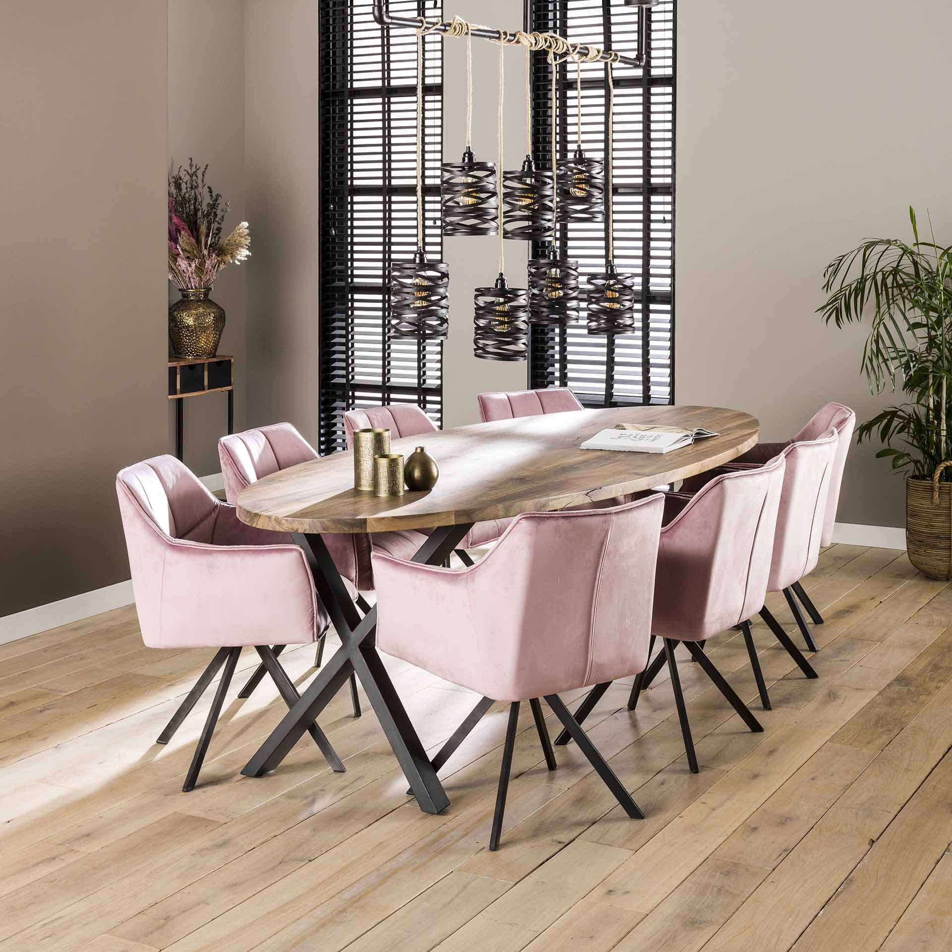 Armstoel raster draaibaar. VPE2 / Roze velours