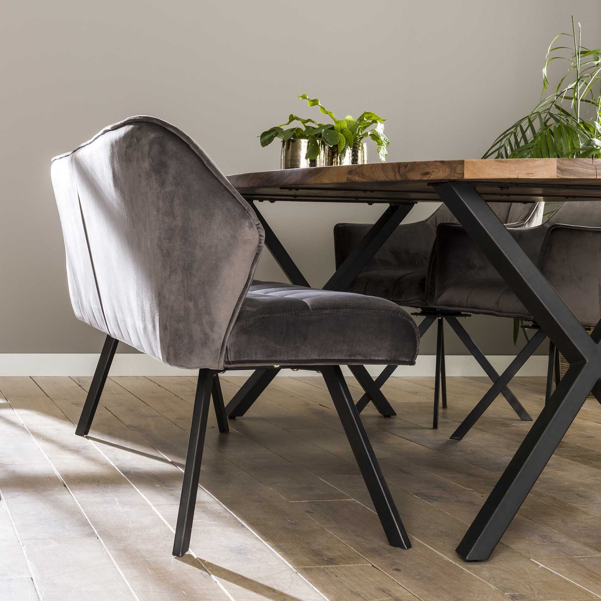Eetkamerbank raster / Antraciet velours