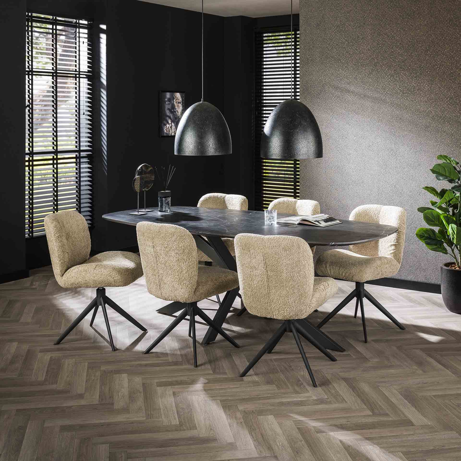 Eetkamertafel 215 deens ovaal / 3D Melamine slate stone
