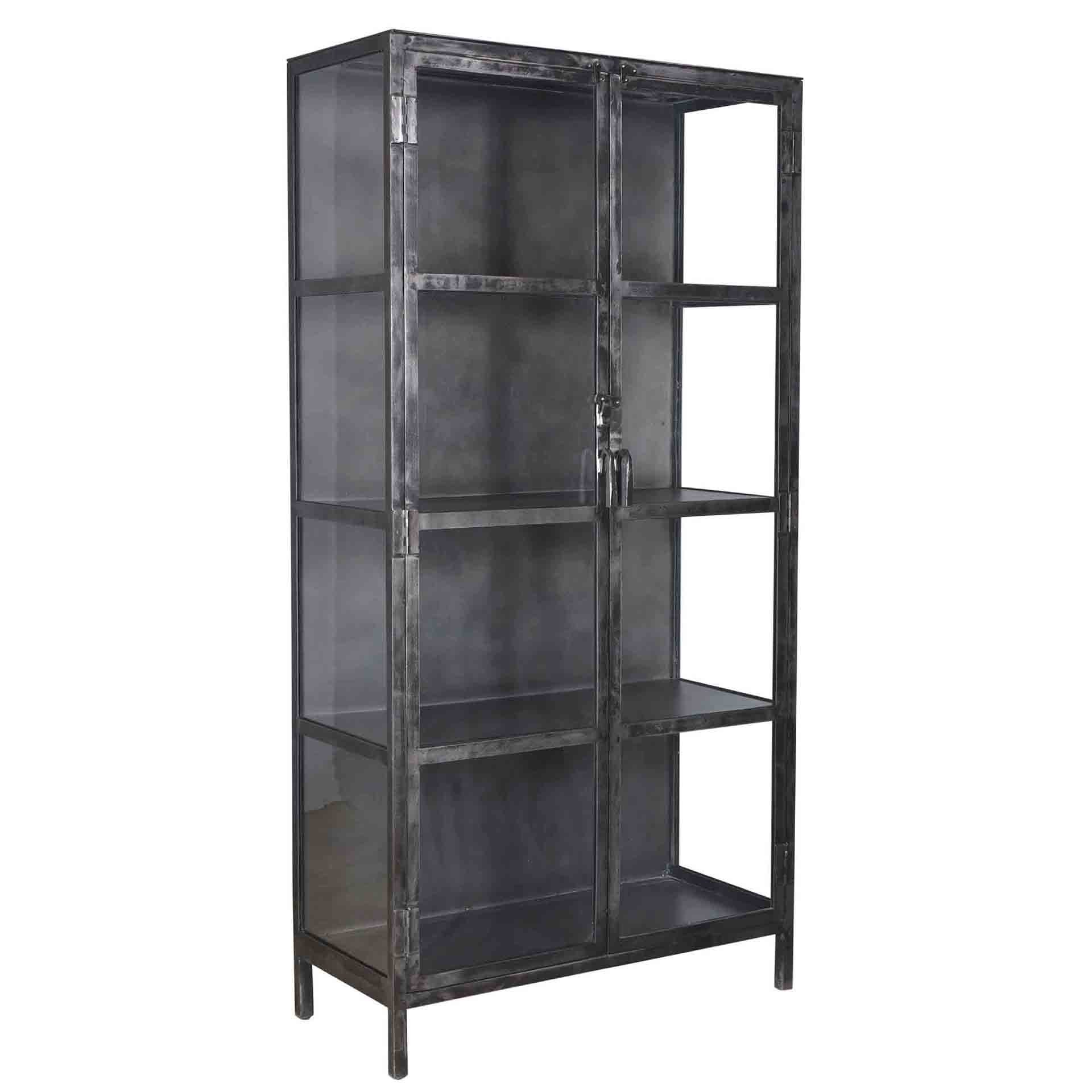 Vitrinekast Rift metal 2 deuren / Gun metal