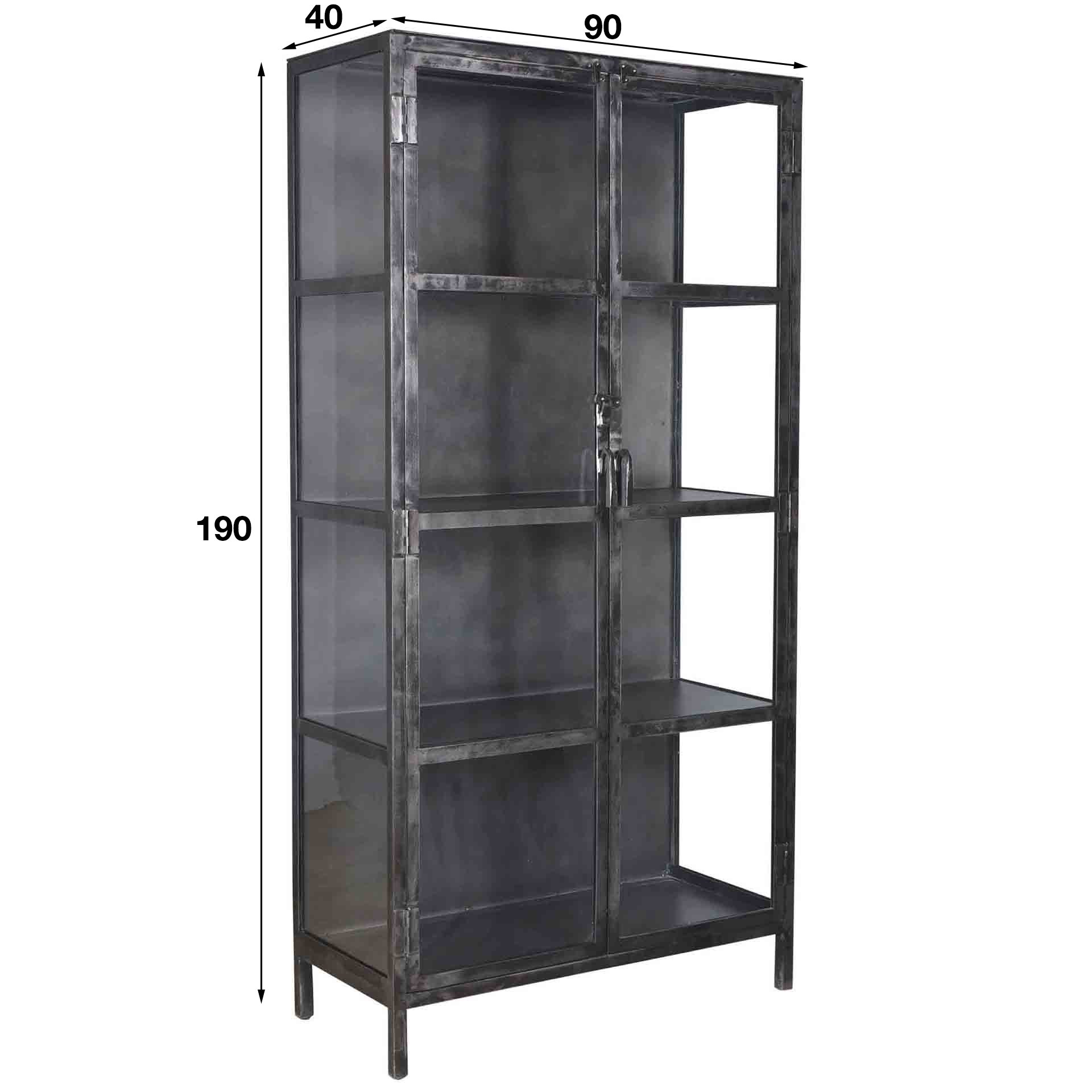 Vitrinekast Rift metal 2 deuren / Gun metal