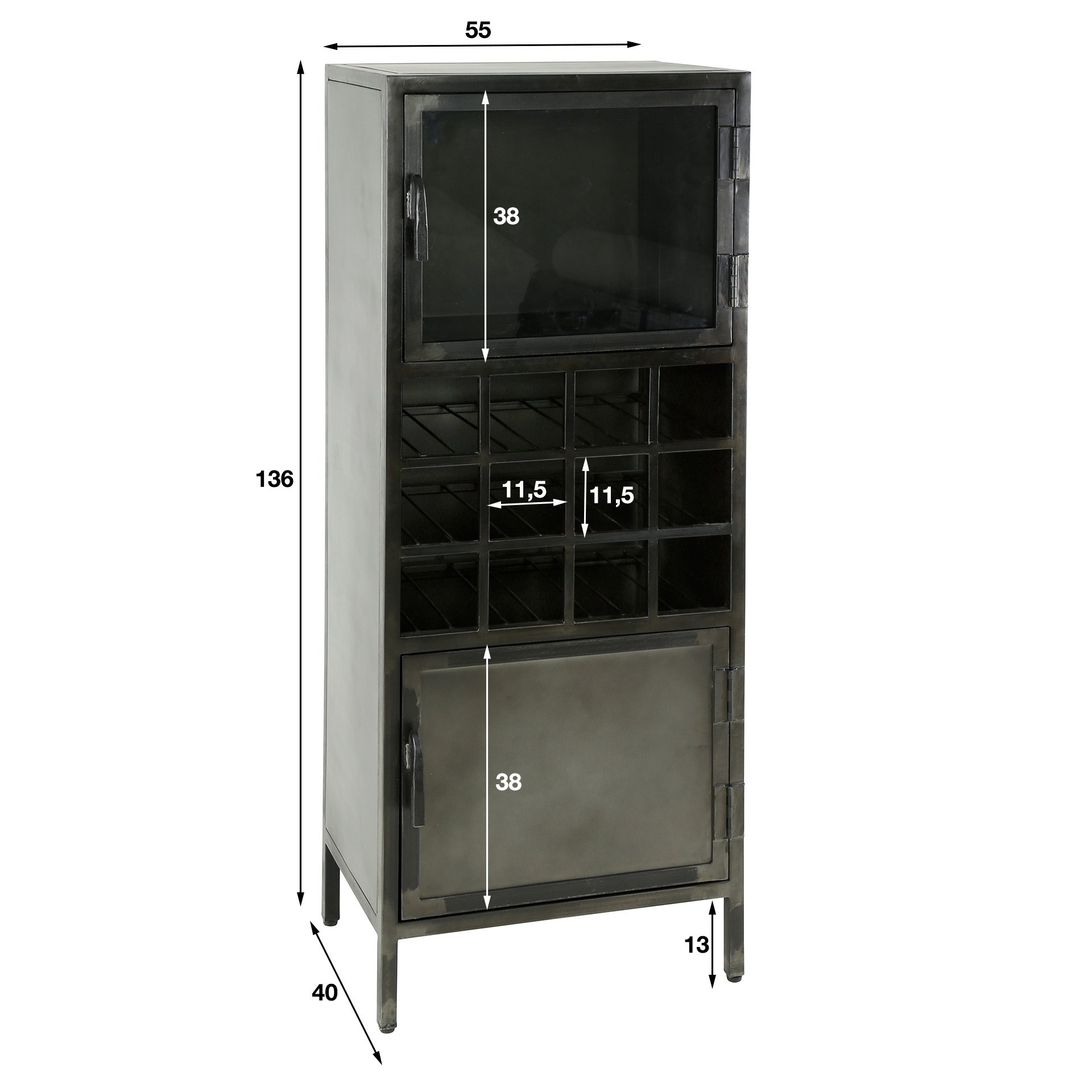 Wijnkast Ruff metal / Gun metal