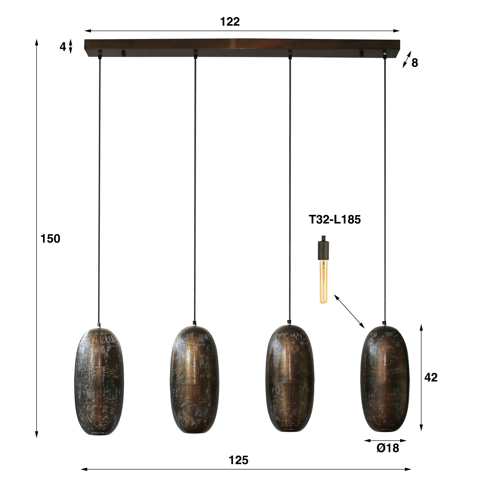 Hanglamp 4L cosmic / Brons antiek