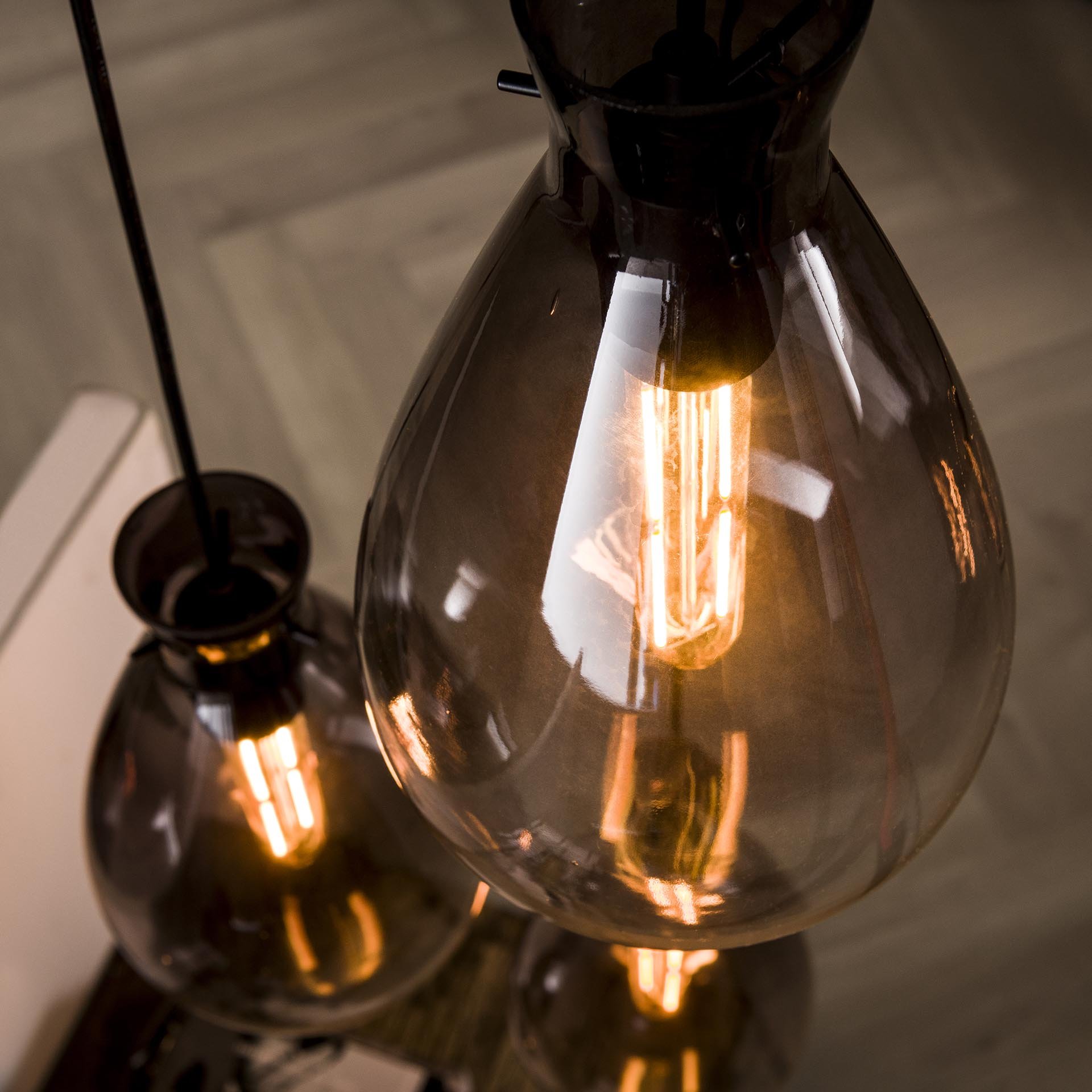 Hanglamp 3L nugget shaded / Oud zilver