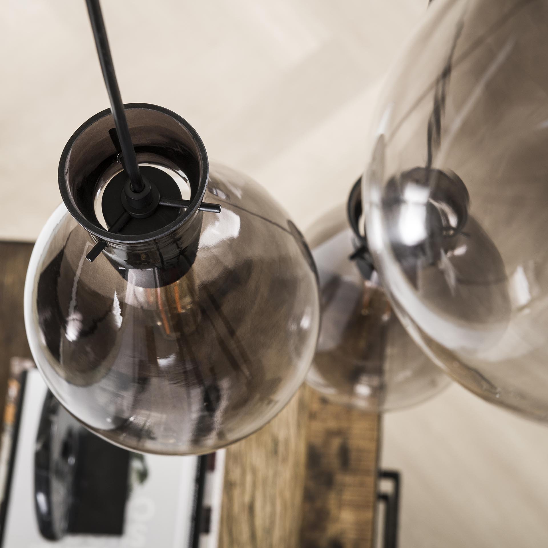 Hanglamp 3L nugget shaded / Oud zilver