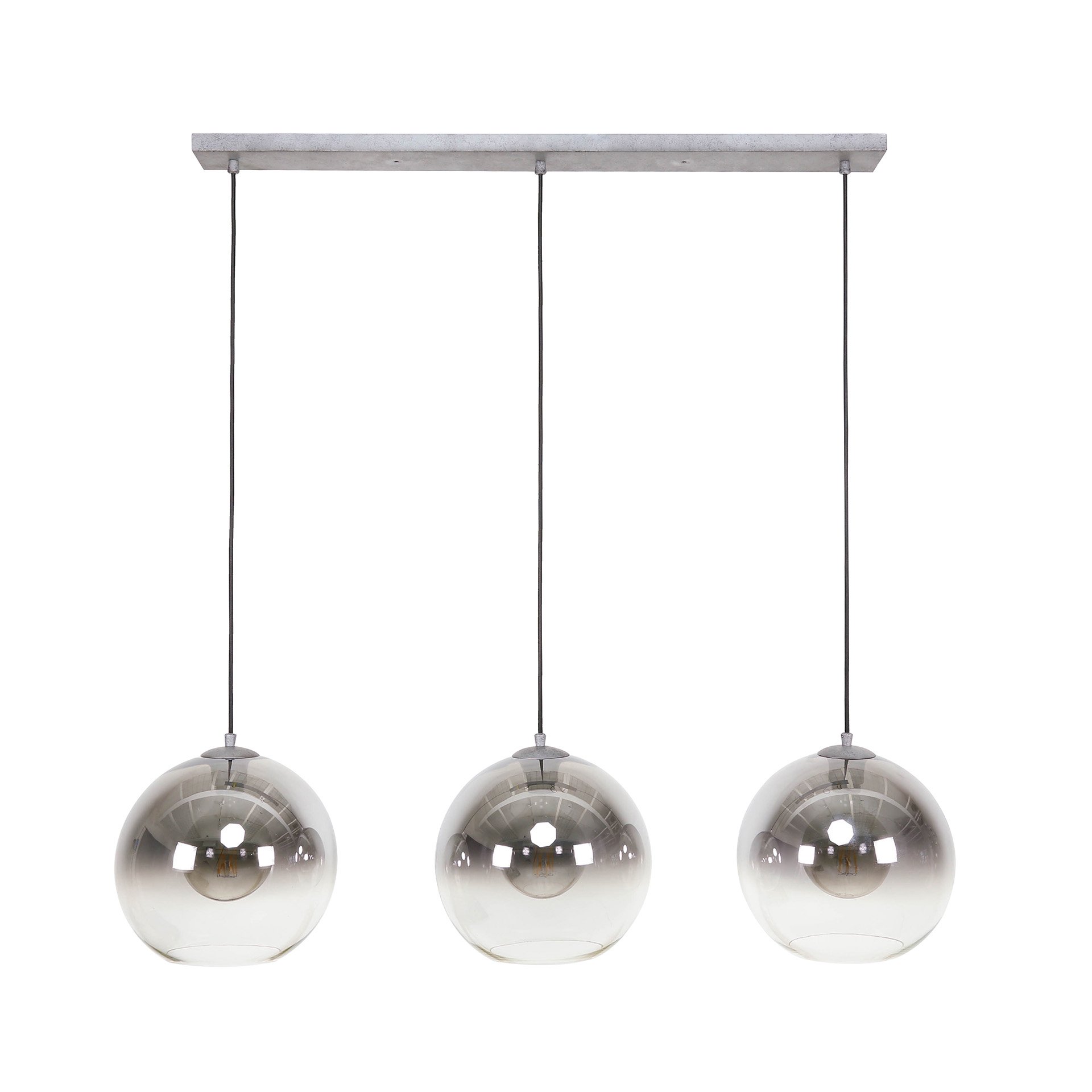 Hanglamp 3L bubble shaded / Oud zilver