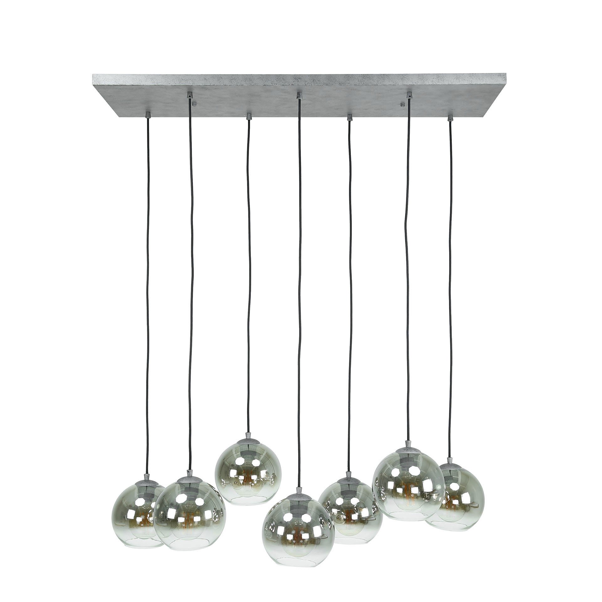 Hanglamp 4+3L bubble shaded / Oud zilver