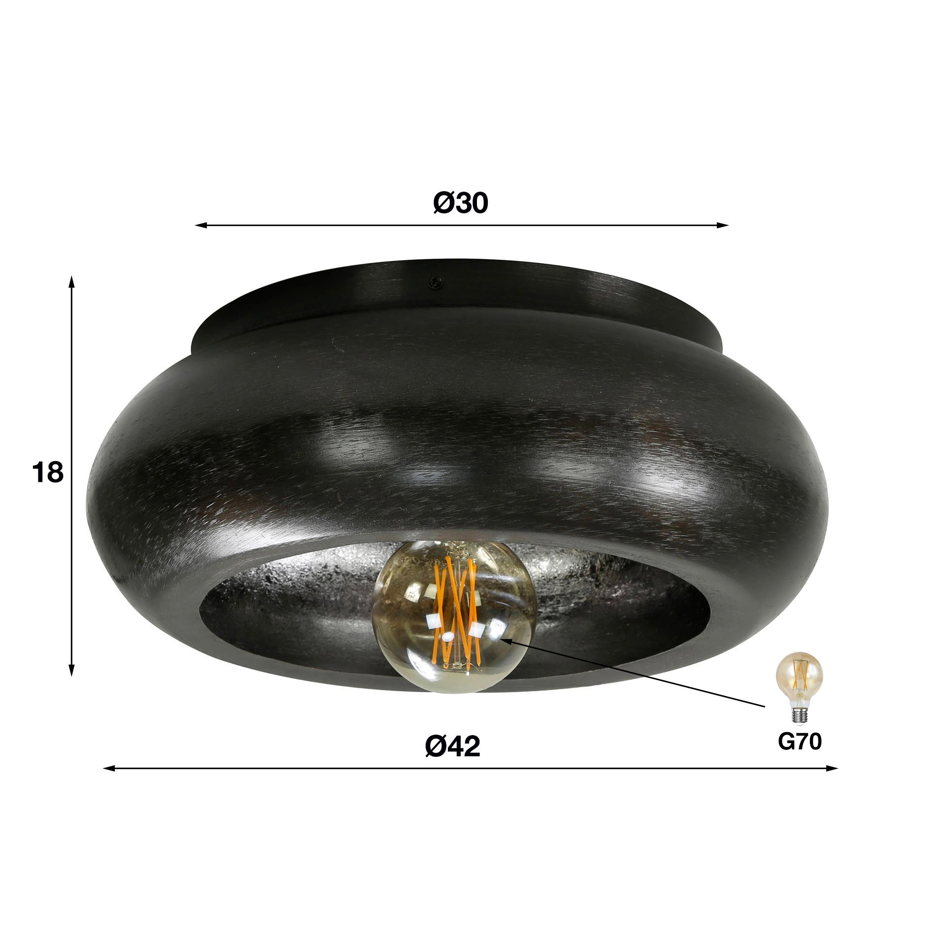 Plafondlamp sky Ø42 / Zwart nikkel
