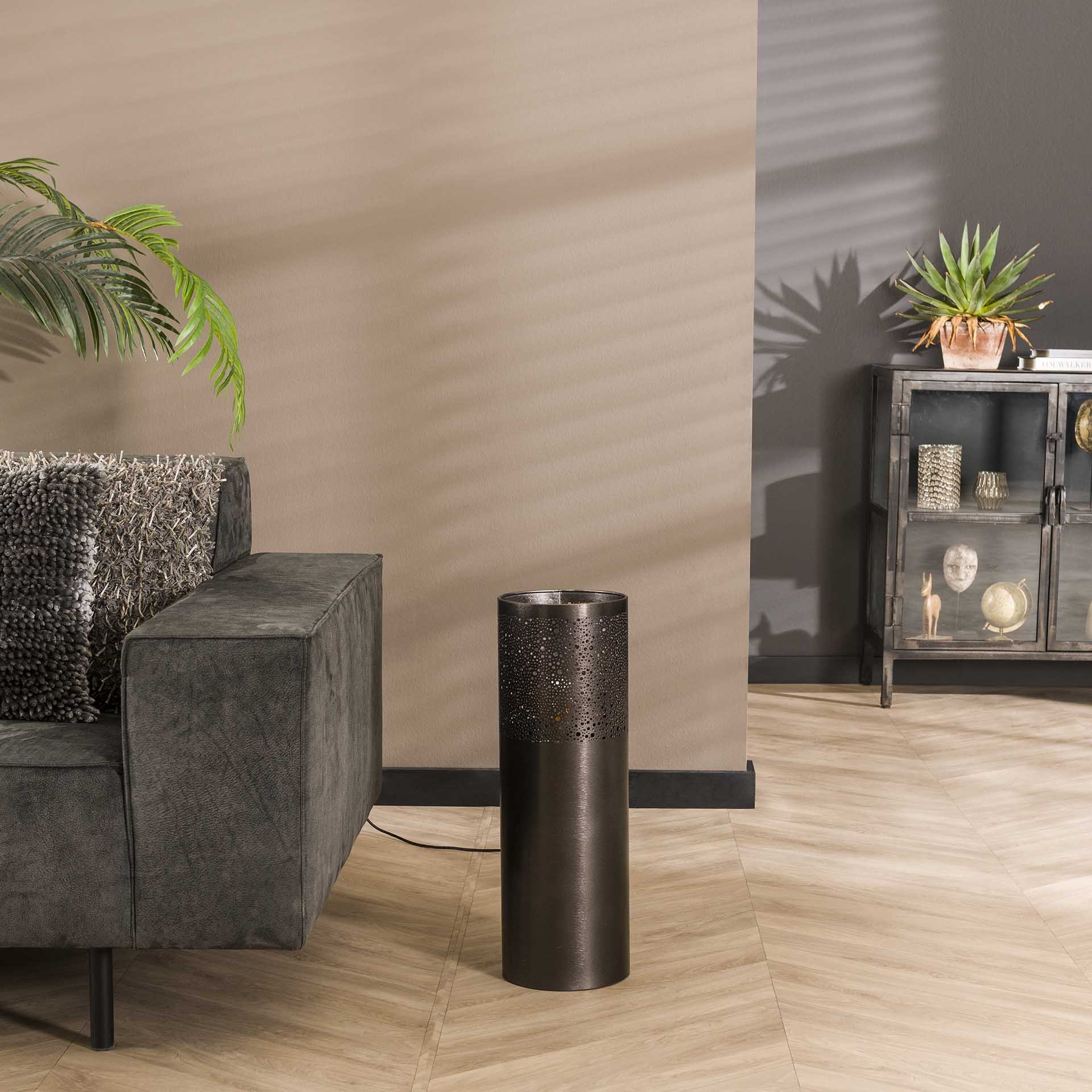 Vloerlamp Ø20 cilinder 60cm / Zwart nikkel