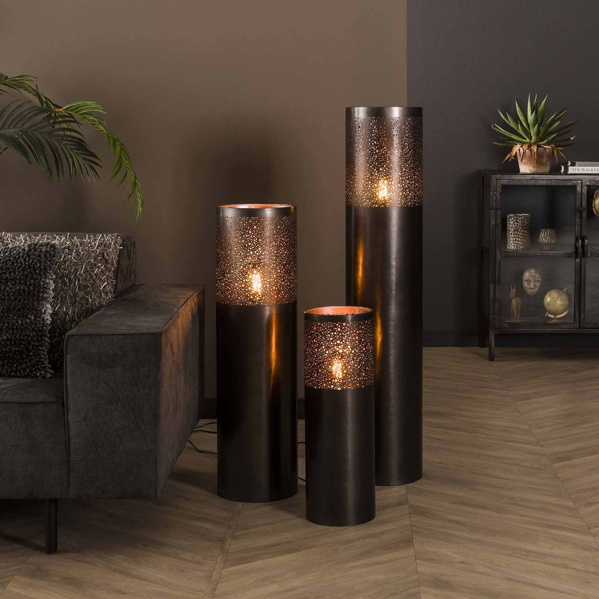Vloerlamp Ø20 cilinder 60cm / Zwart nikkel