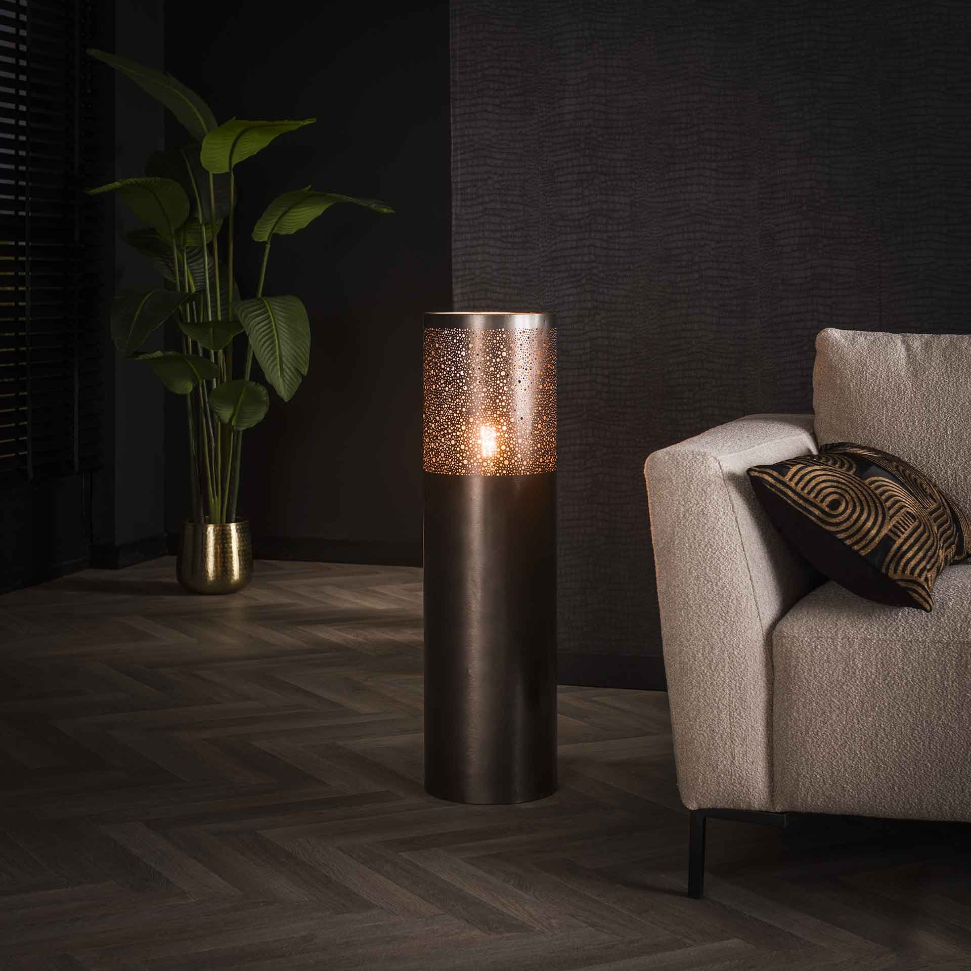 Vloerlamp Ø25 cilinder 90cm / Zwart nikkel