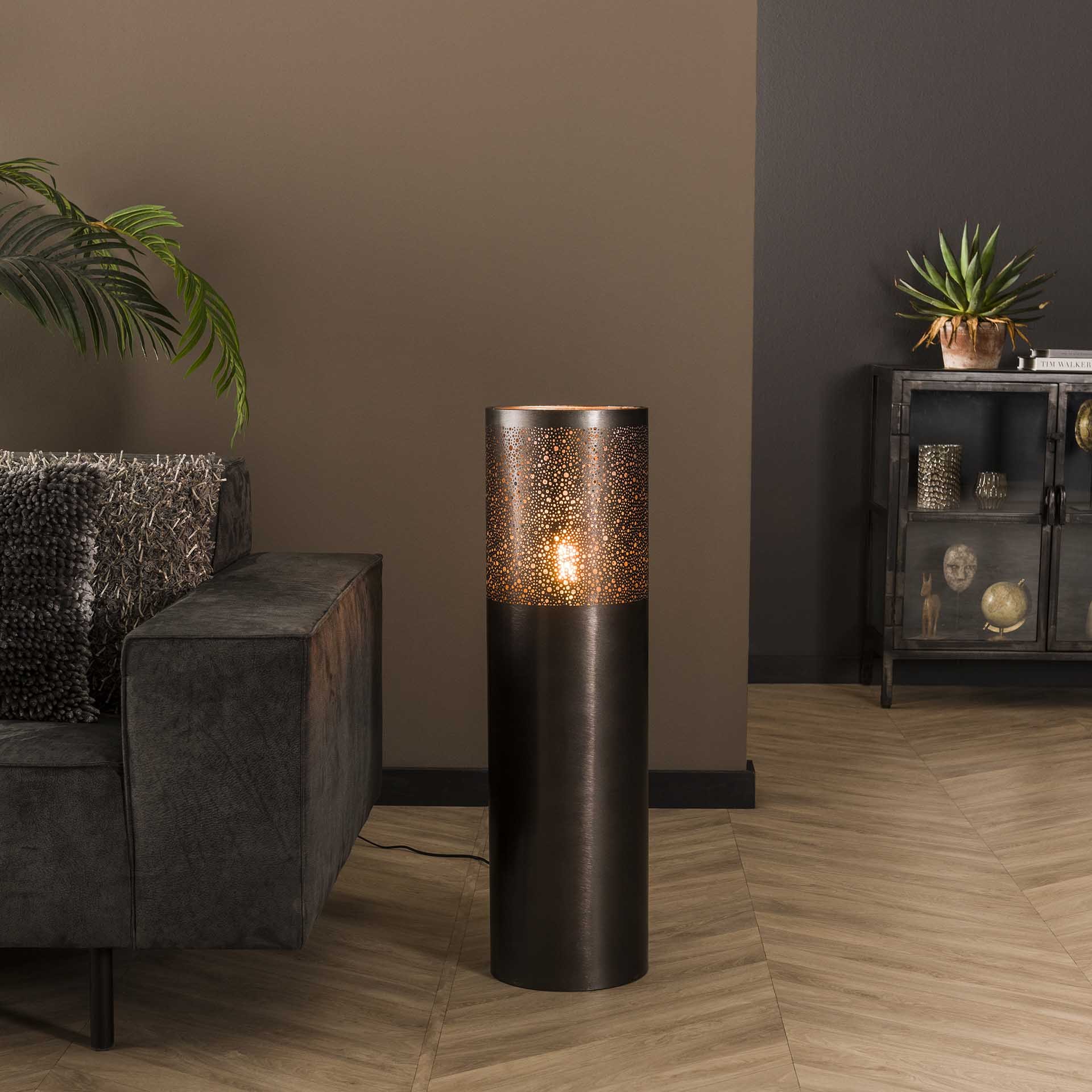 Vloerlamp Ø25 cilinder 90cm / Zwart nikkel