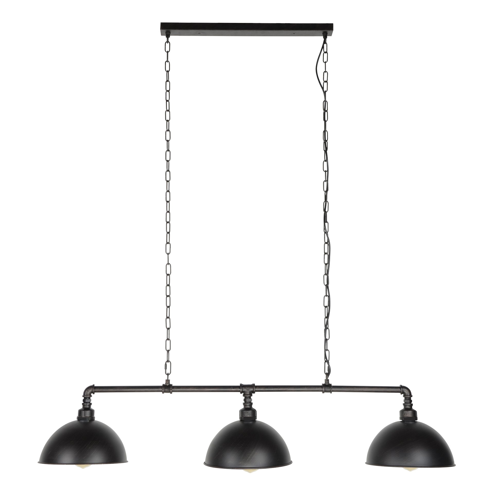 Hanglamp 3L halfronde kap-industrial tube / Zwart