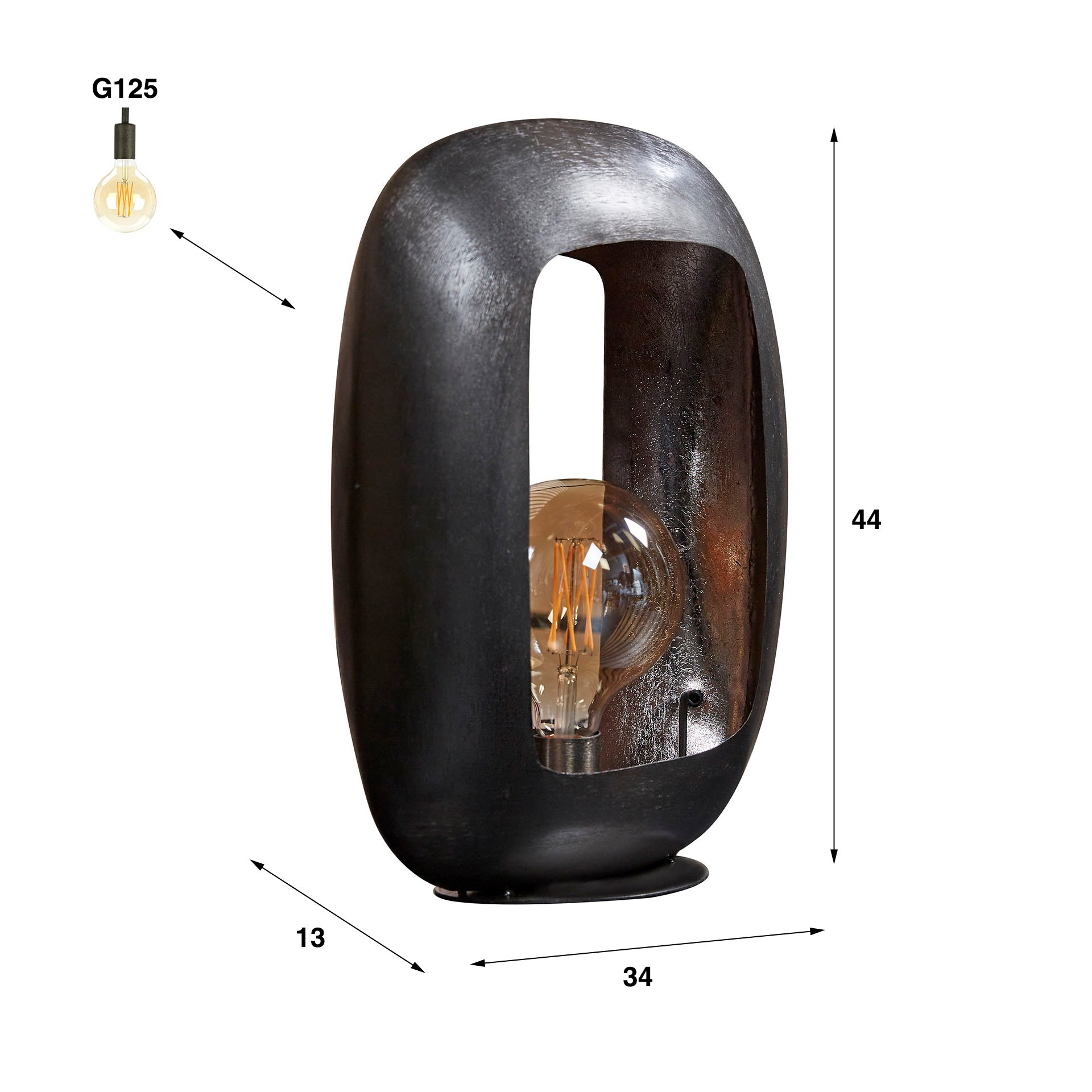 Tafellamp Arch XL / Zwart nikkel
