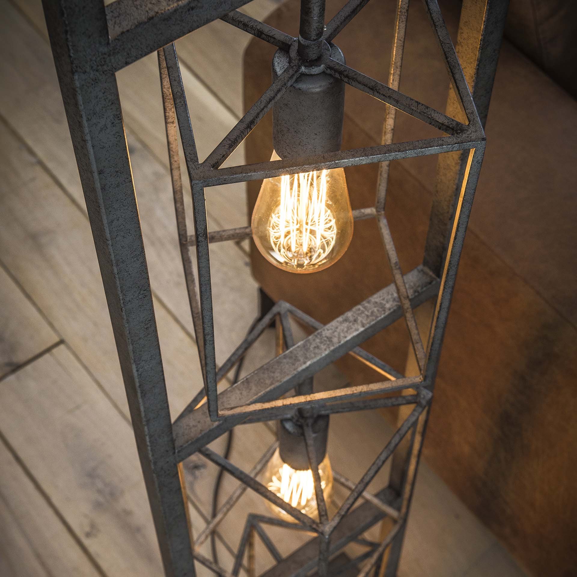 Vloerlamp 4x cubic tower / Oud zilver