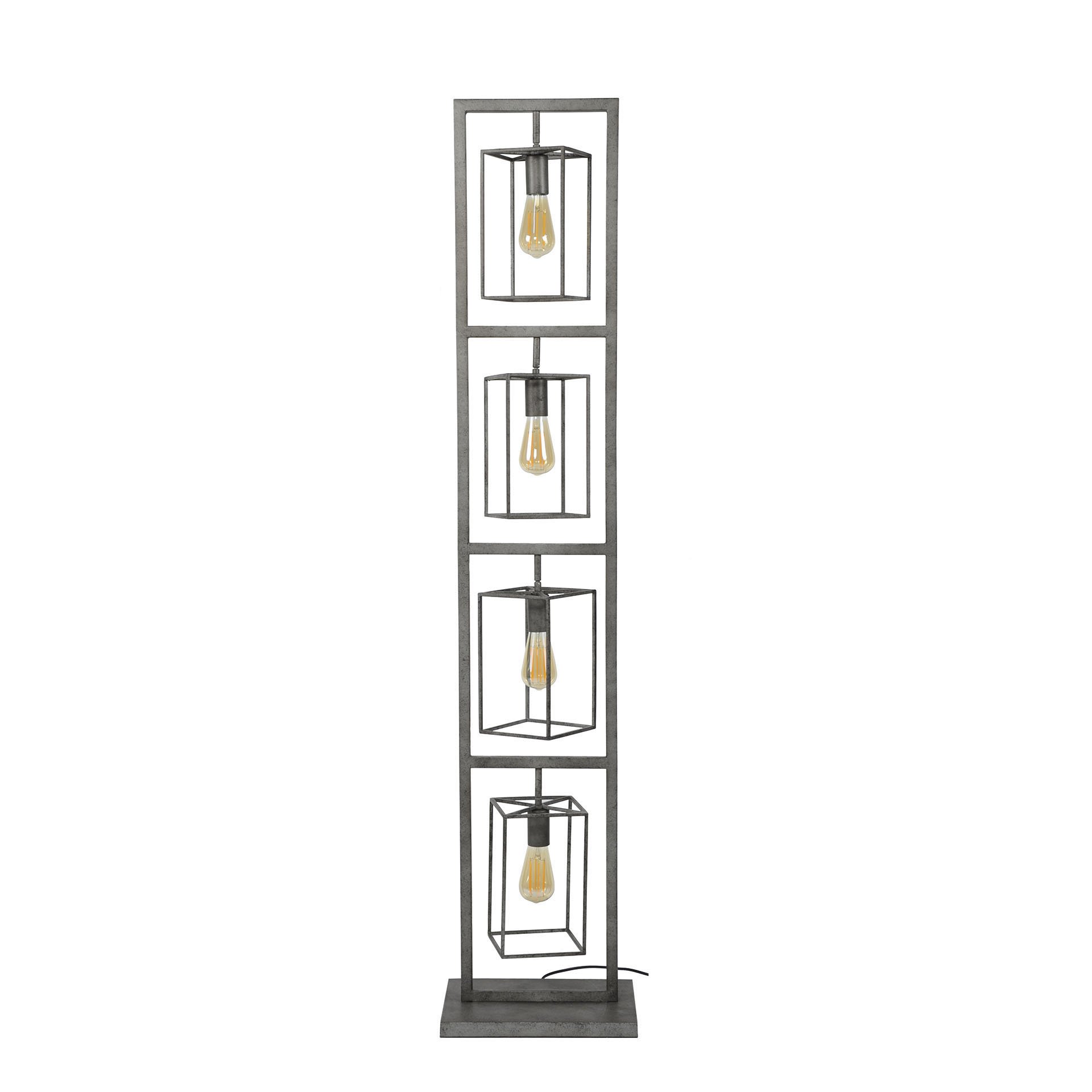 Vloerlamp 4x cubic tower / Oud zilver