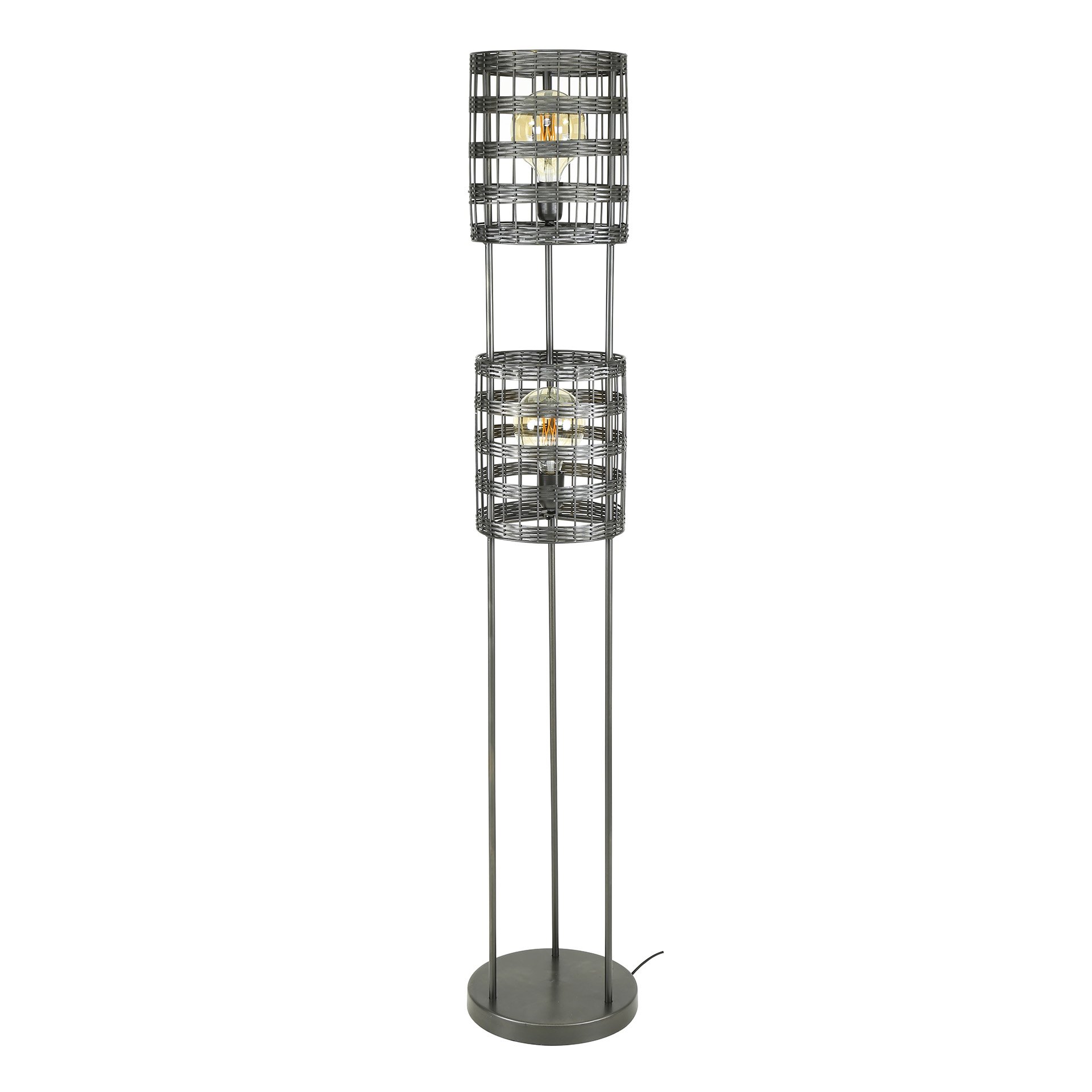 Vloerlamp 2L metal blinds / Zwart nikkel