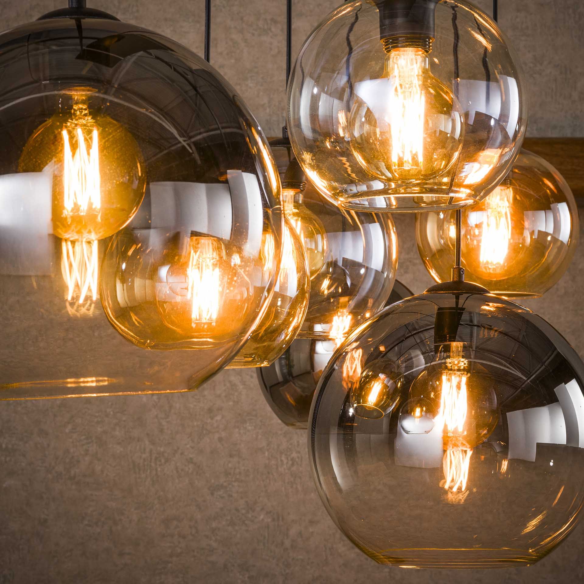 Hanglamp 4+3 multi globe XL / Artic zwart