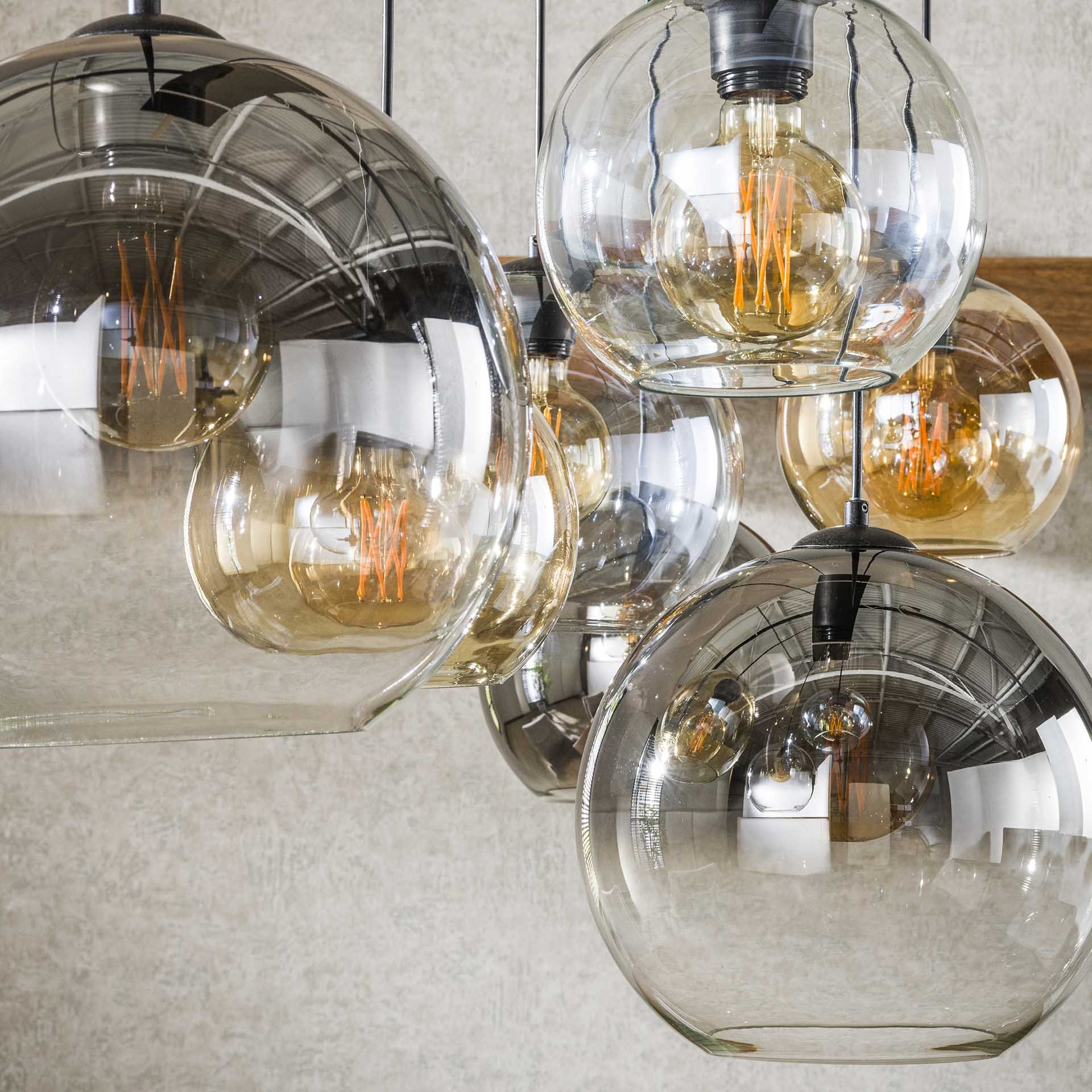 Hanglamp 4+3 multi globe XL / Artic zwart
