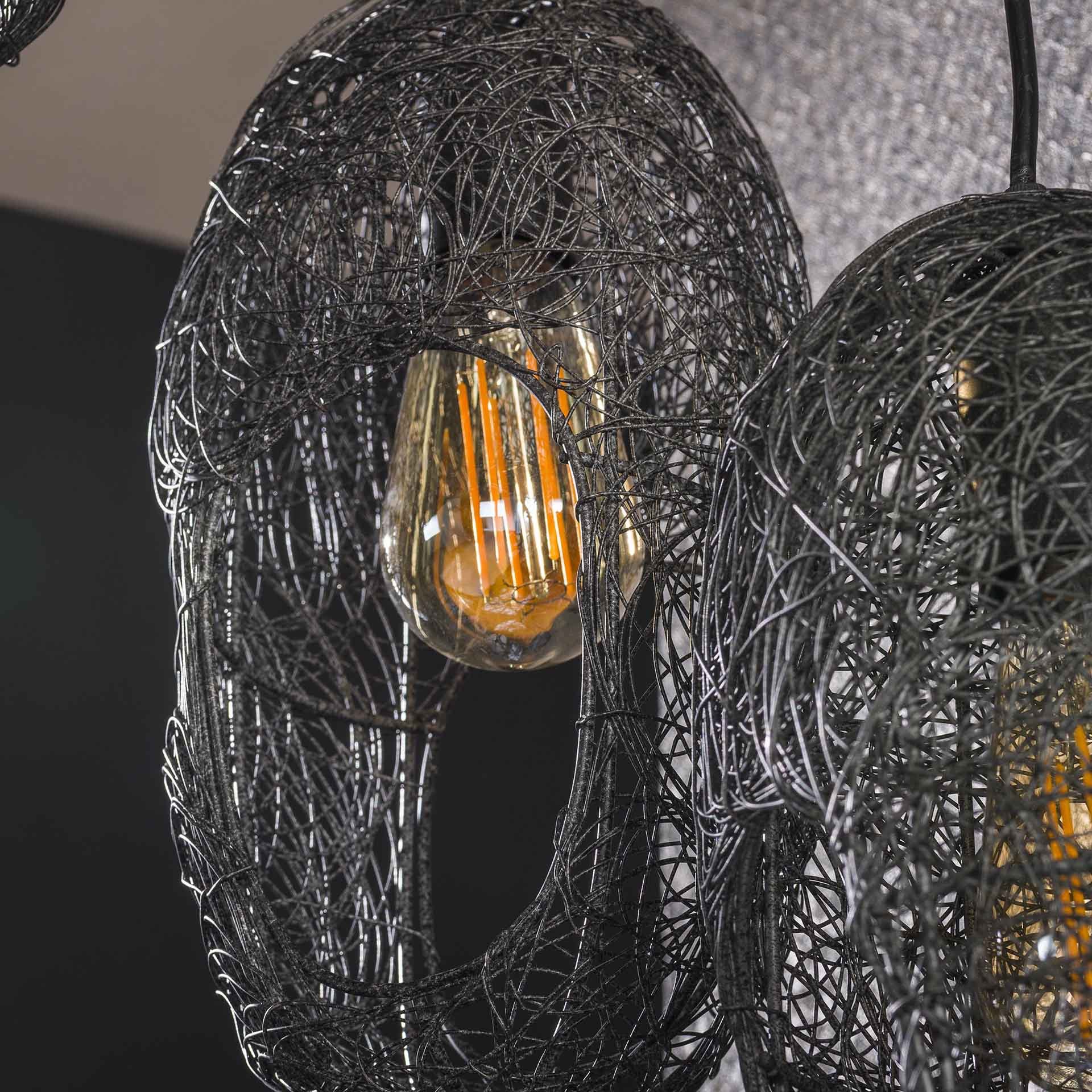 Hanglamp 5L open oog wire / Artic zwart