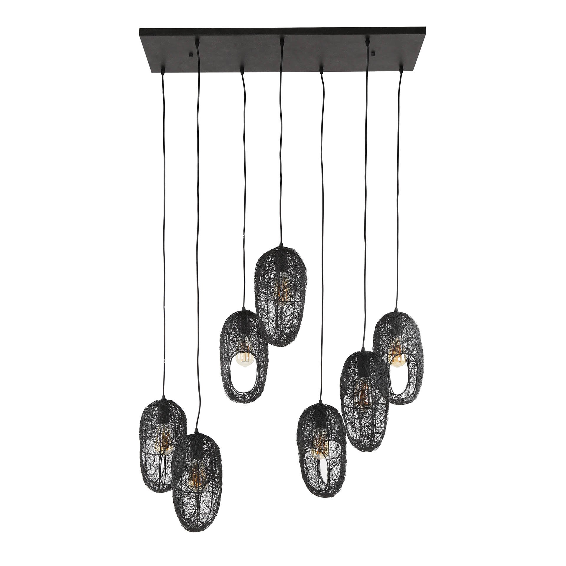 Hanglamp 4+3 open oog wire / Artic zwart