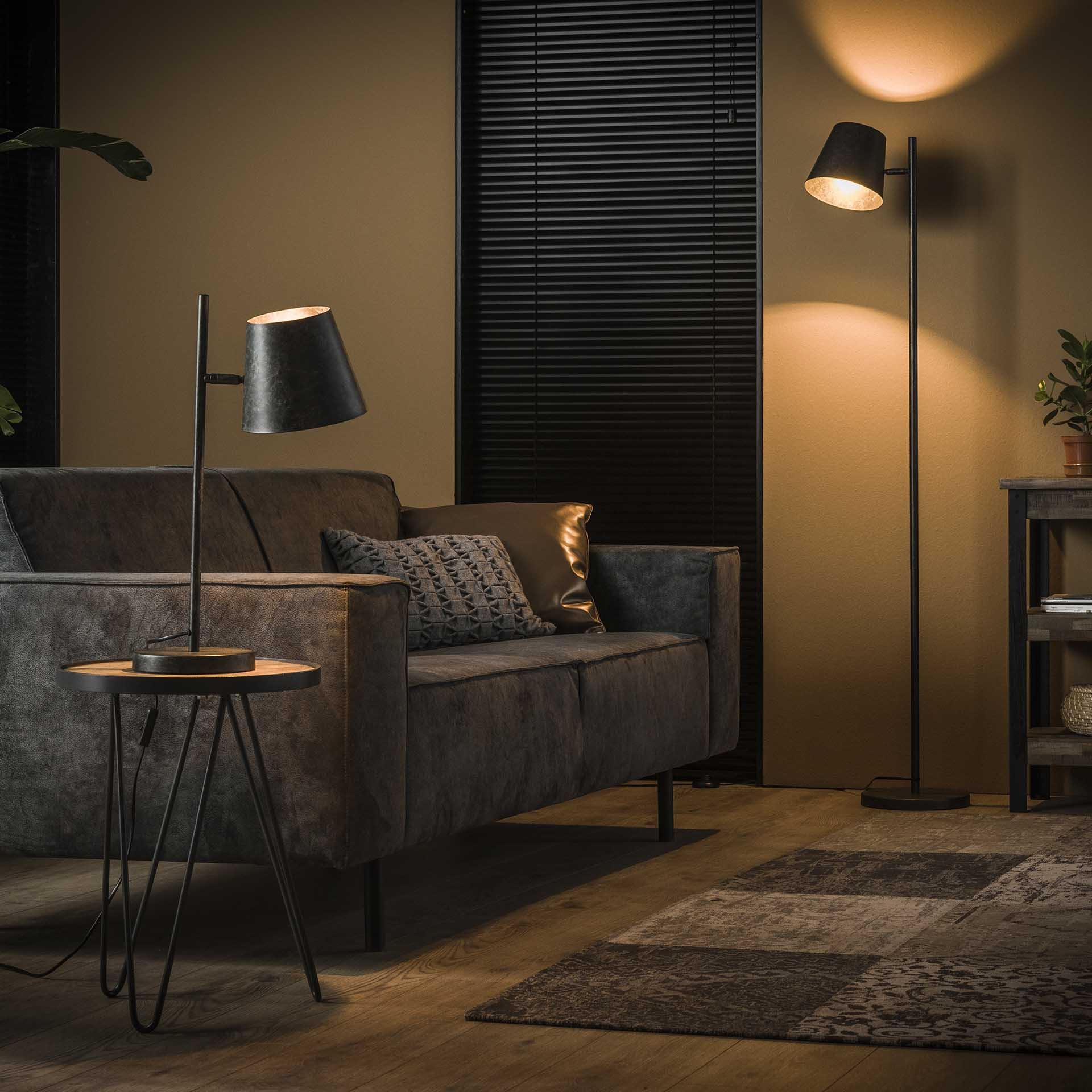 Vloerlamp 1L verstelbare metalen kap / Charcoal
