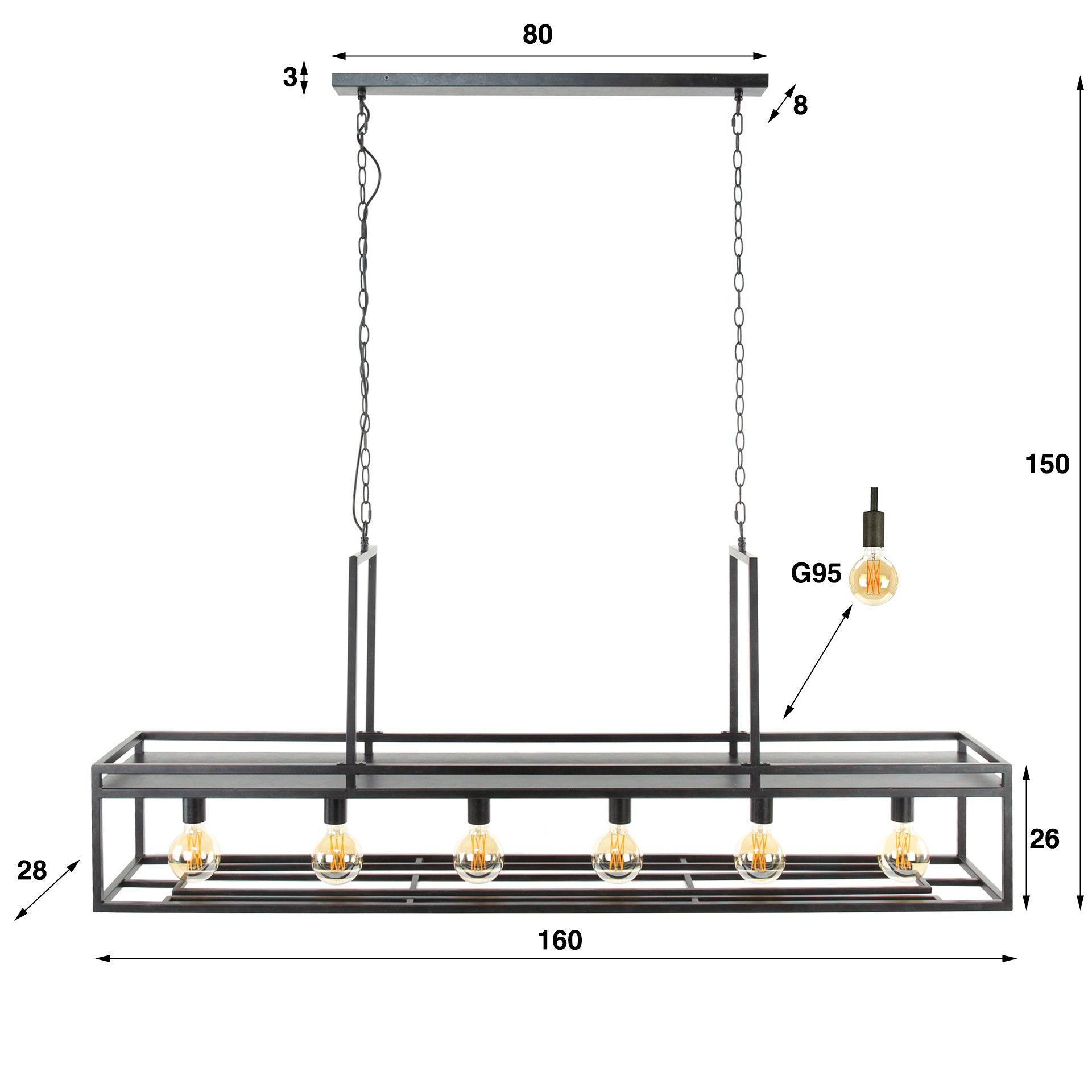 Hanglamp 6L decorate / Charcoal
