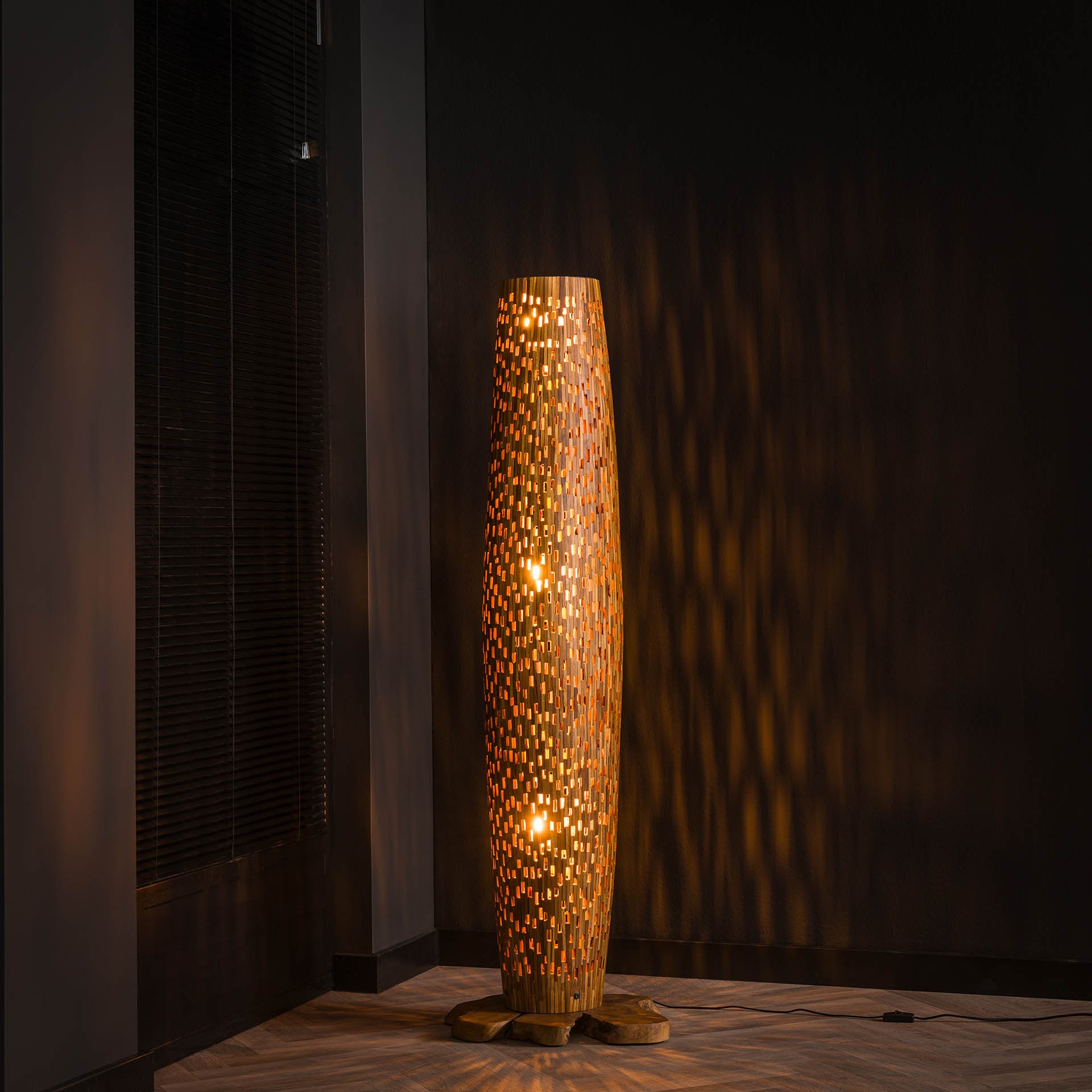 Vloerlamp M bars / Massief gerecycled teakhout