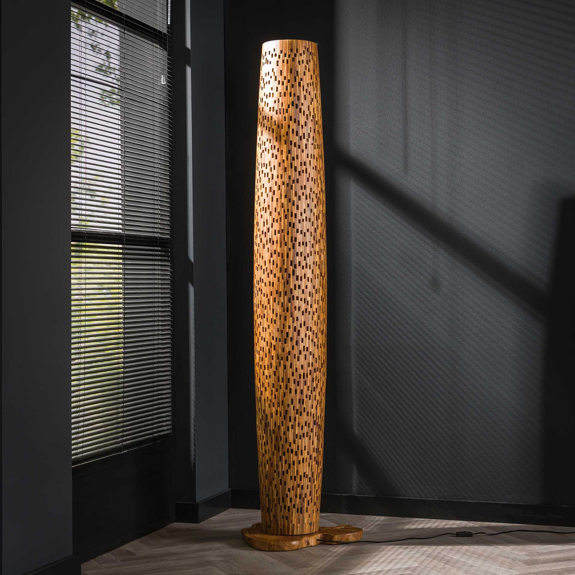 Vloerlamp L bars / Massief gerecycled teakhout