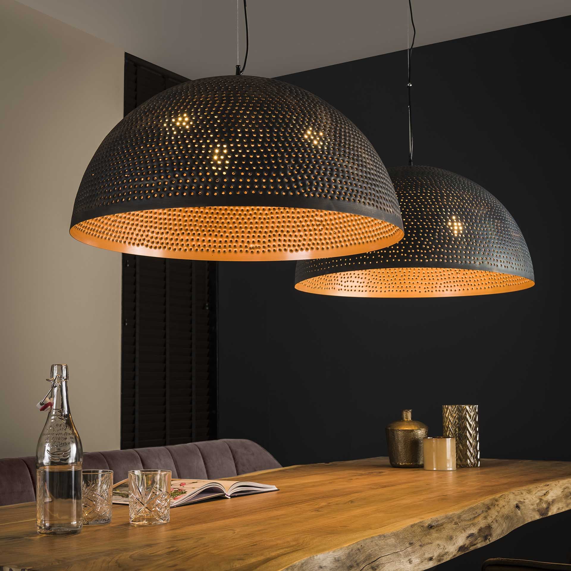 Hanglamp Ø70 punch / Zwart bruin