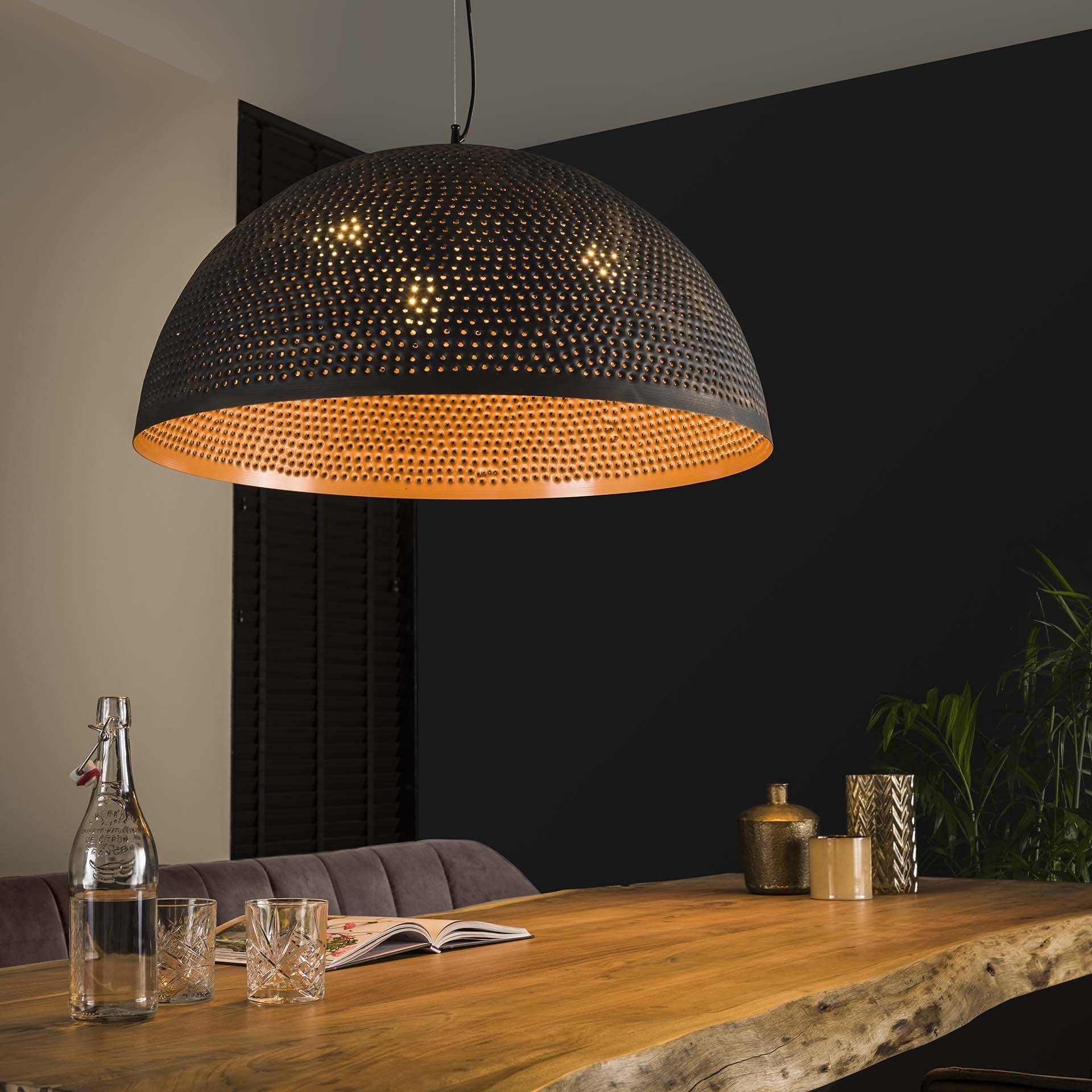 Hanglamp Ø70 punch / Zwart bruin