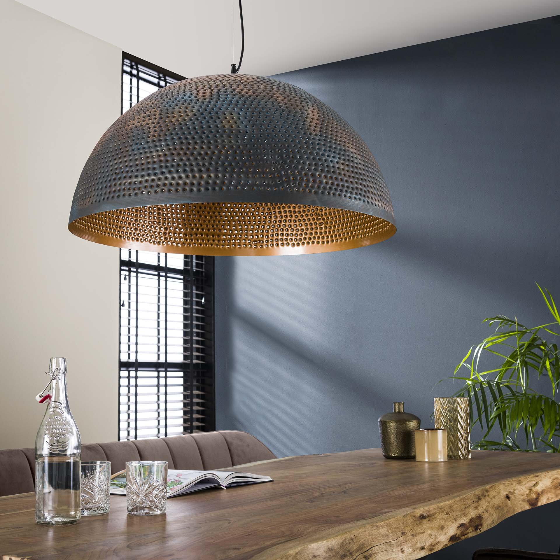 Hanglamp Ø70 punch / Zwart bruin
