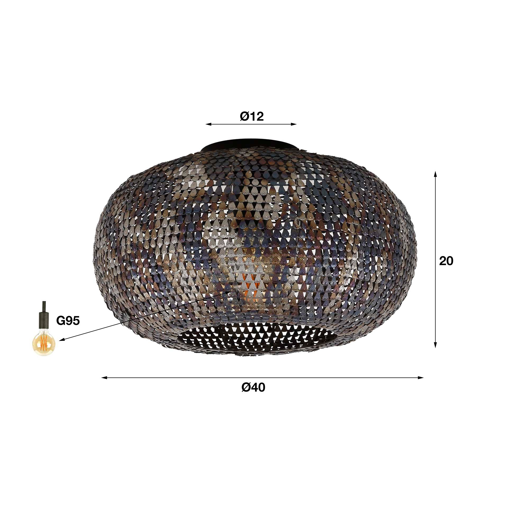 Plafondlamp Ø40 armor / Zwart bruin