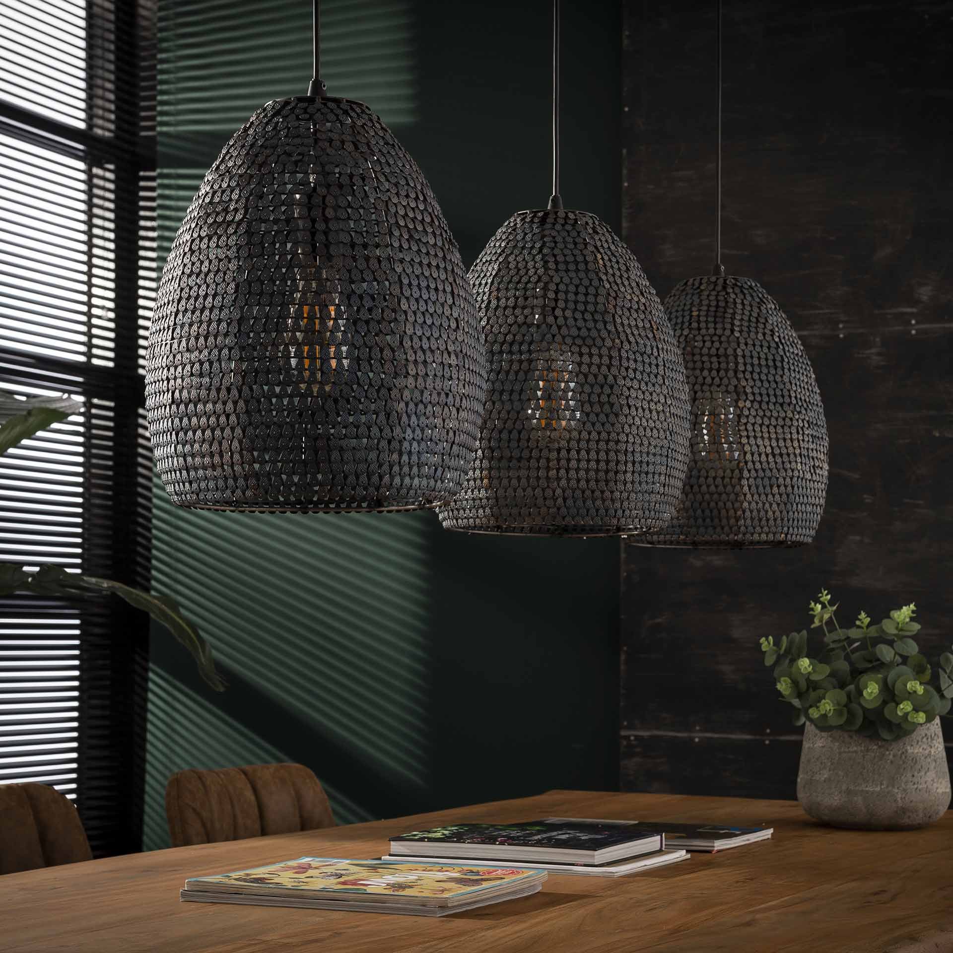 Hanglamp 3x Ø26 armor ovaal / Zwart bruin