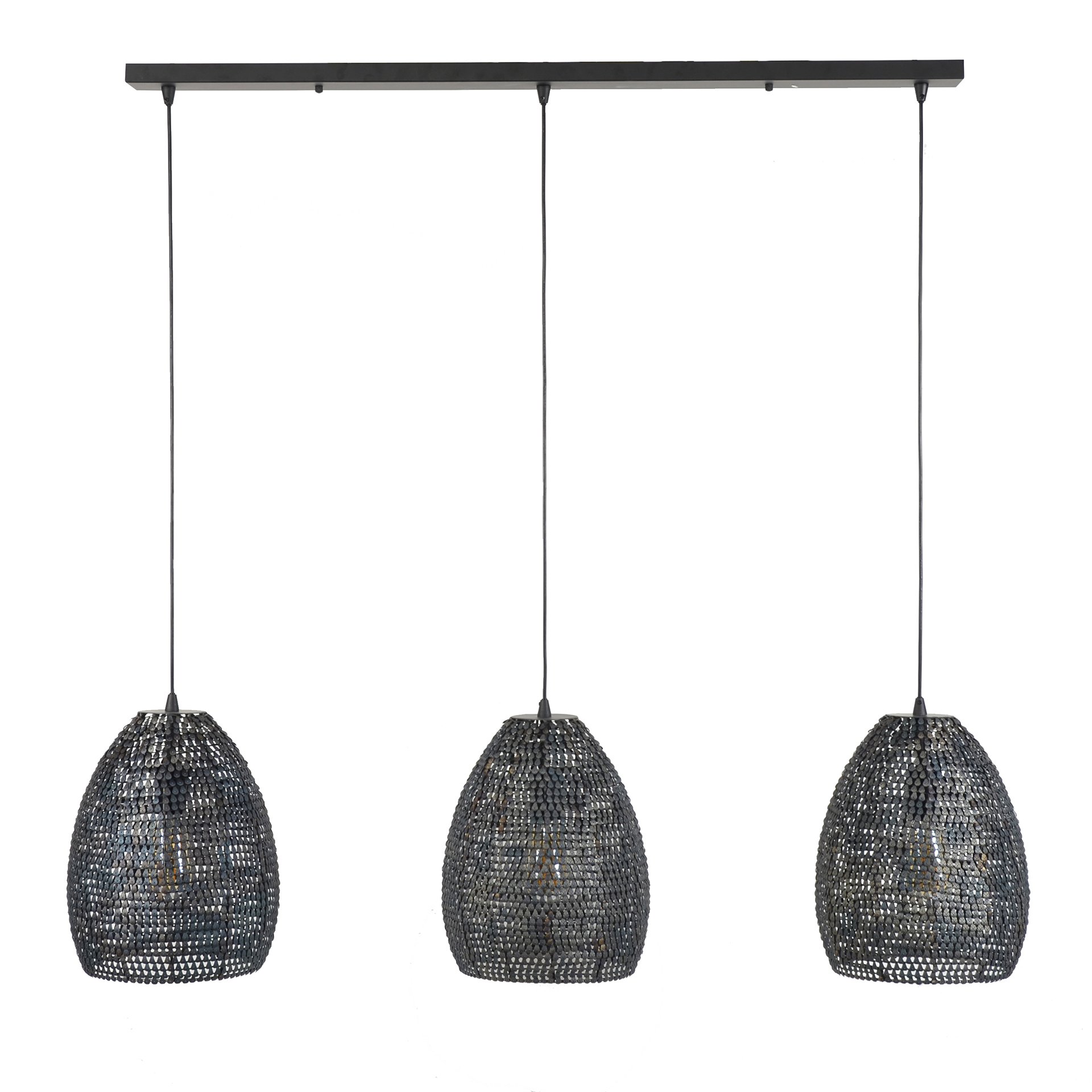 Hanglamp 3x Ø26 armor ovaal / Zwart bruin