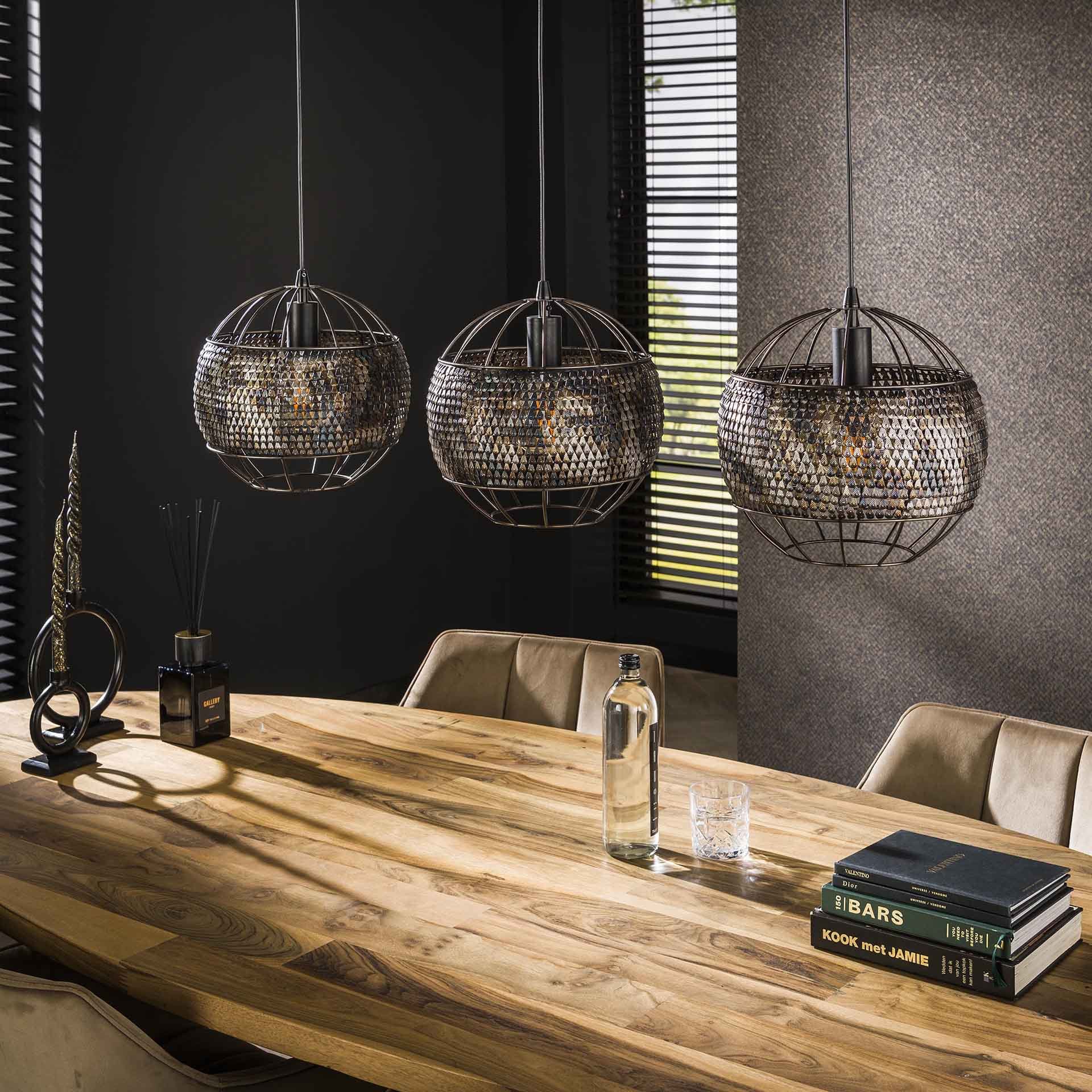 Hanglamp 3L Ø30 armor open / Zwart bruin