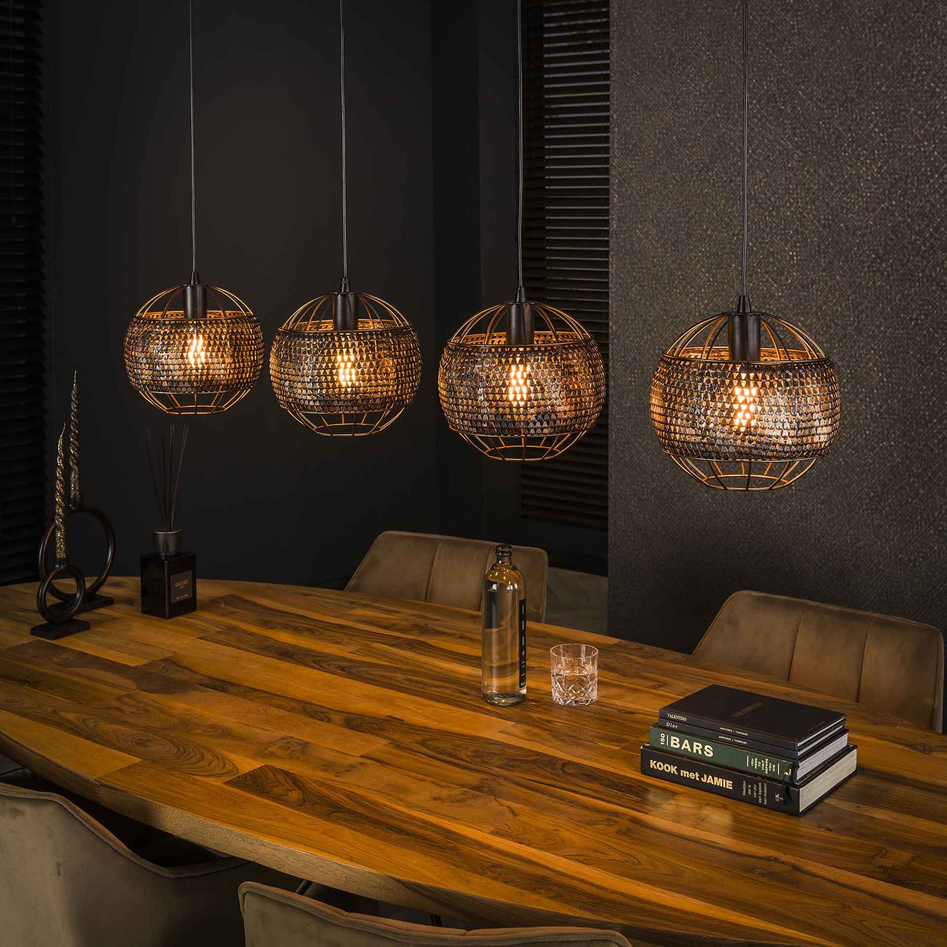 Hanglamp 4L Ø25 armor open / Zwart bruin