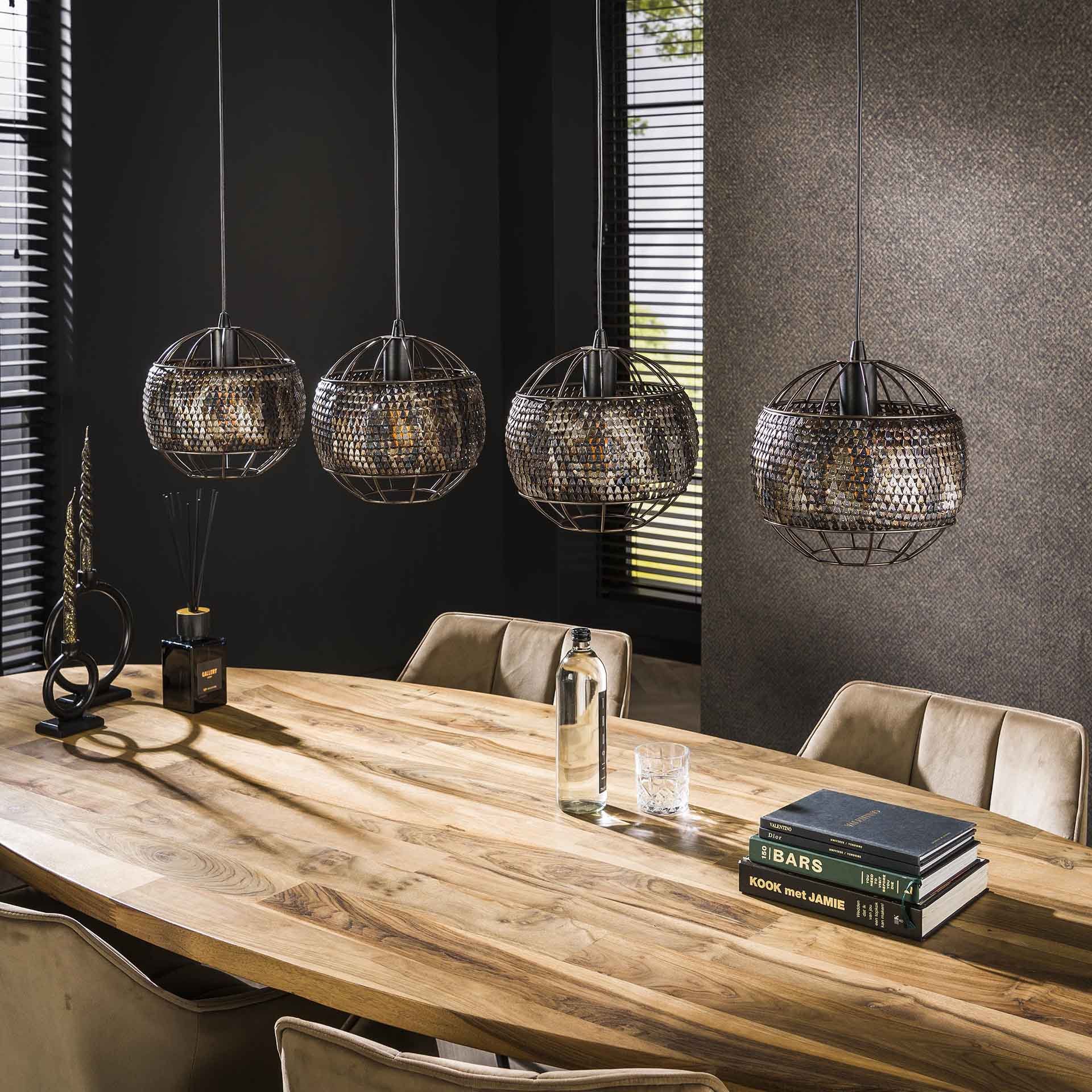 Hanglamp 4L Ø25 armor open / Zwart bruin