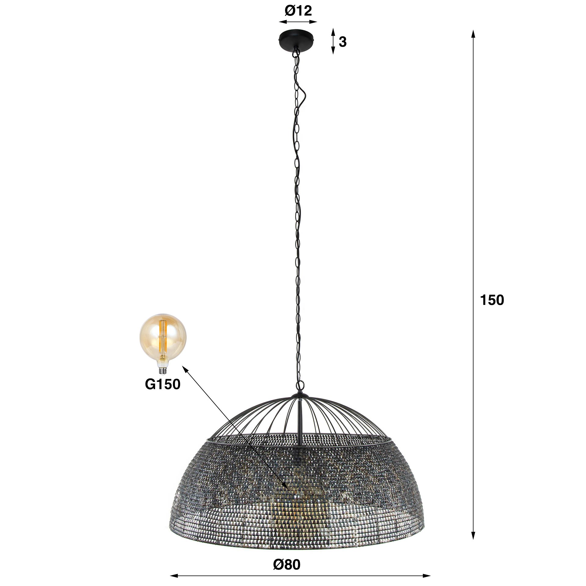 Hanglamp Ø80 armor / Zwart bruin