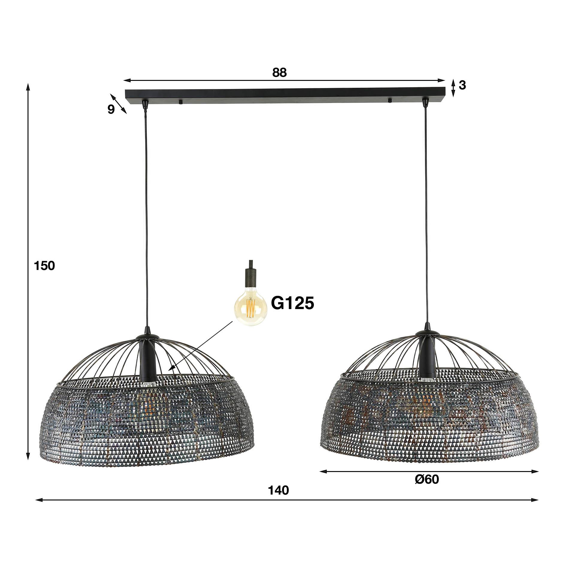 Hanglamp 2L armor Ø60 / Zwart bruin