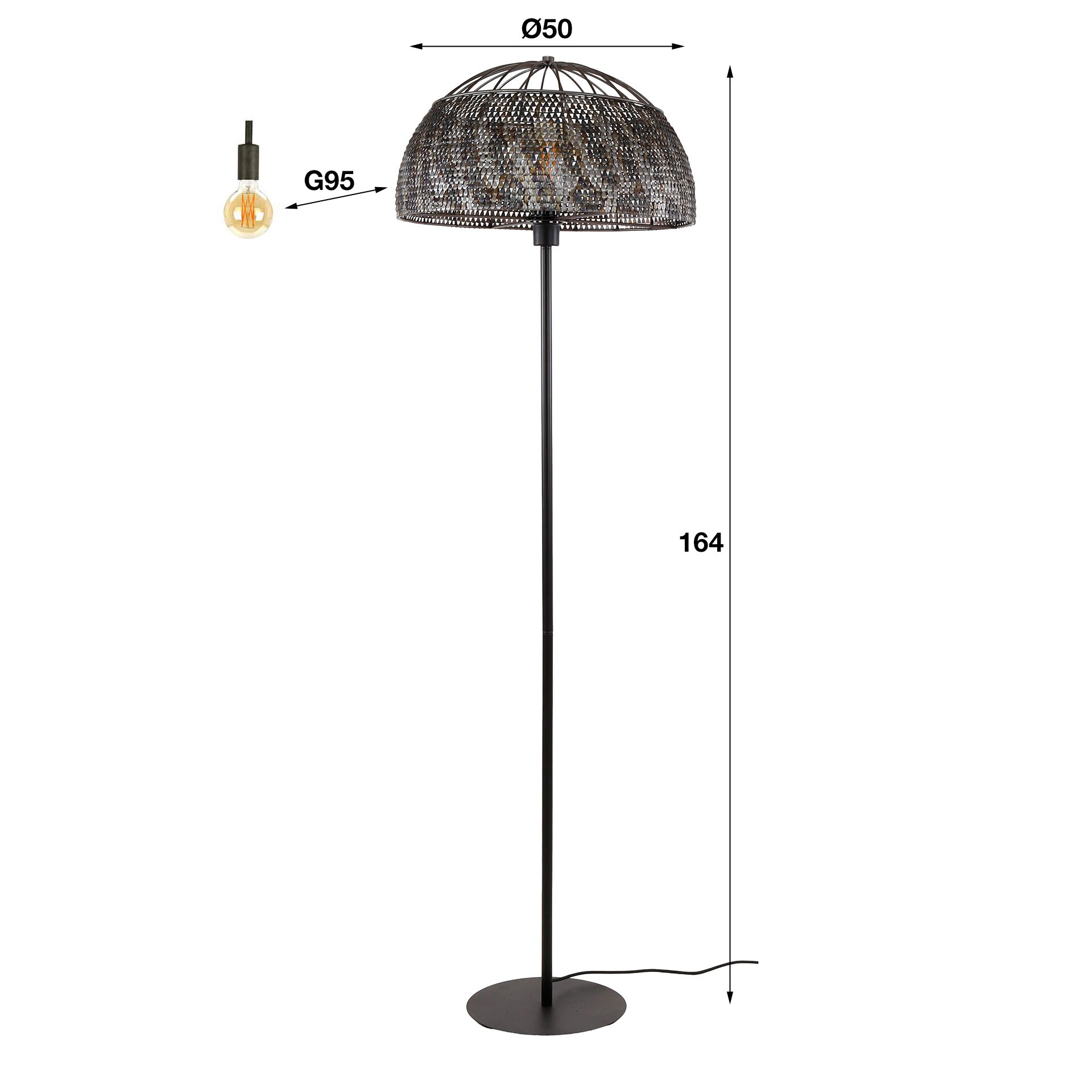 Vloerlamp Ø50 armor open / Zwart bruin
