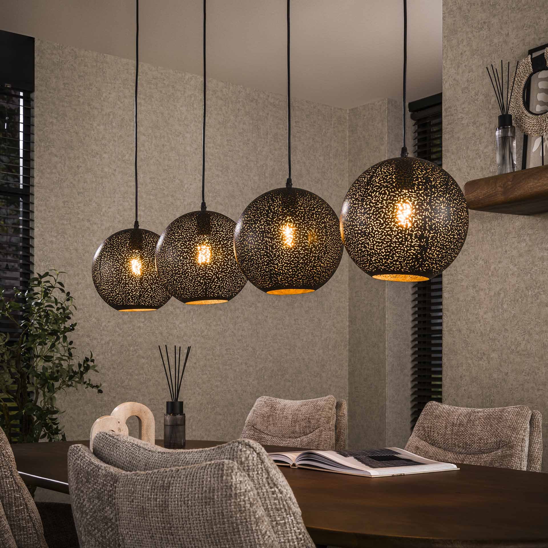 Hanglamp 4x Ø25 zip / Artic zwart
