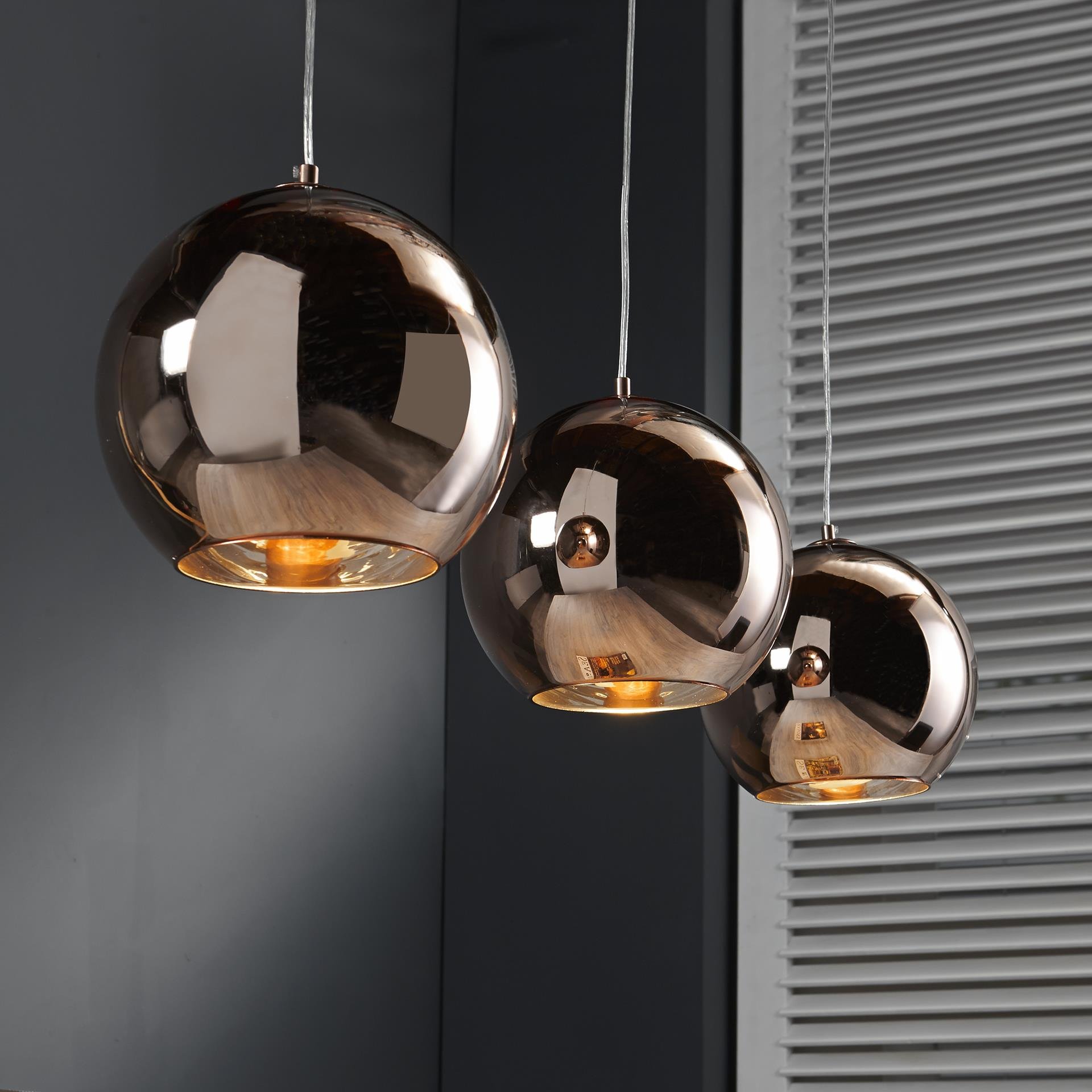 Hanglamp 3L globe / Koper