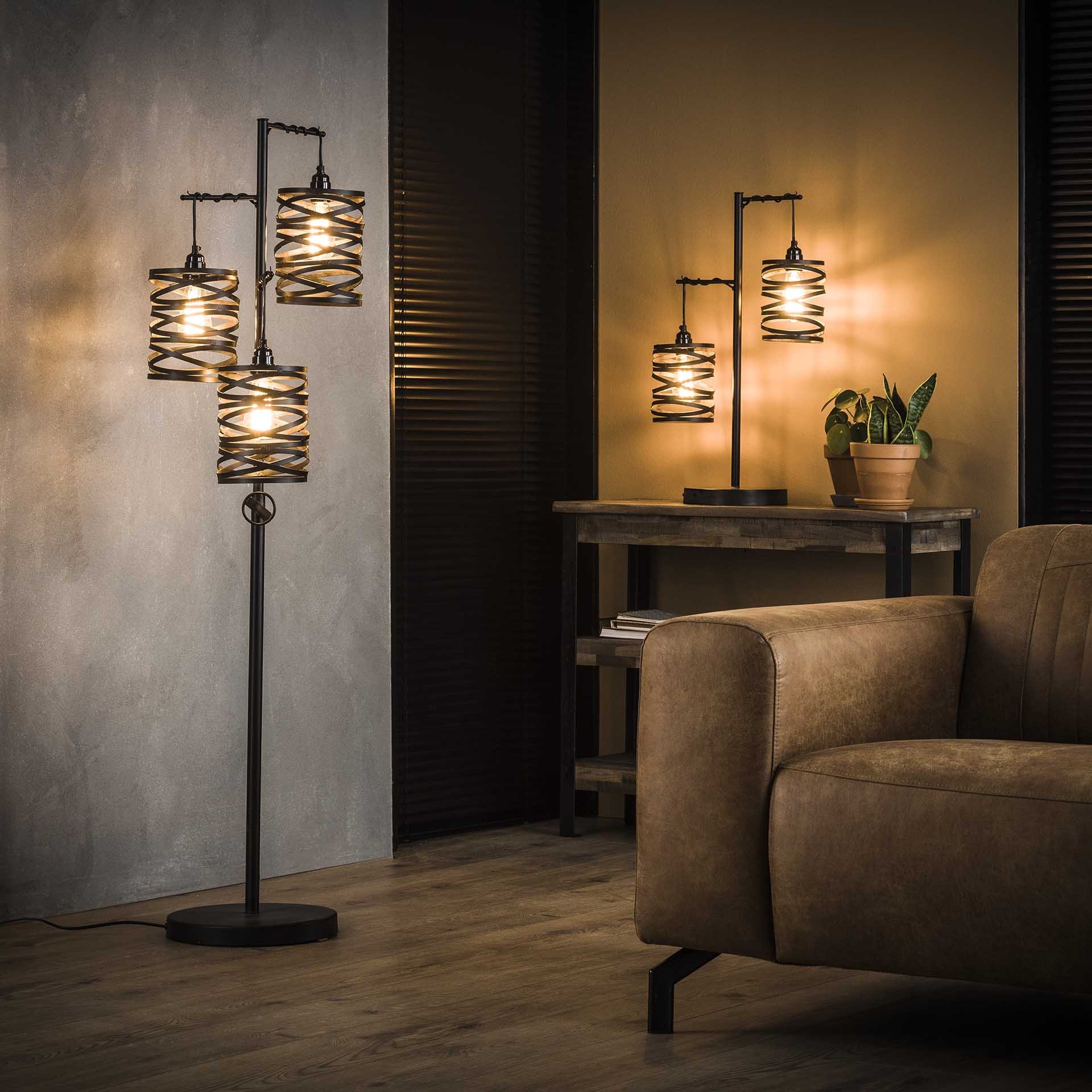 Vloerlamp 3L spindle / Slate grey