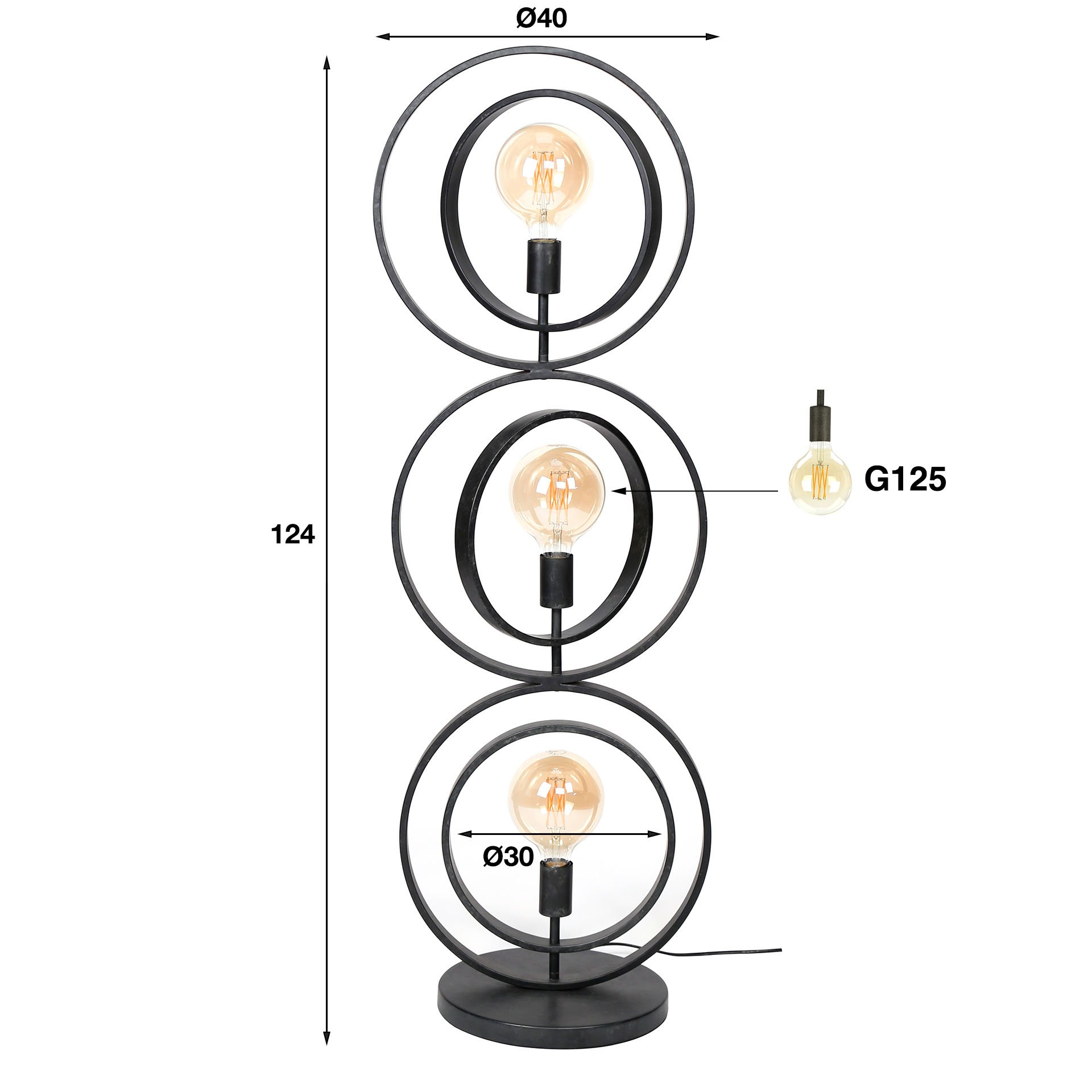 Vloerlamp 3L Turn around / Charcoal