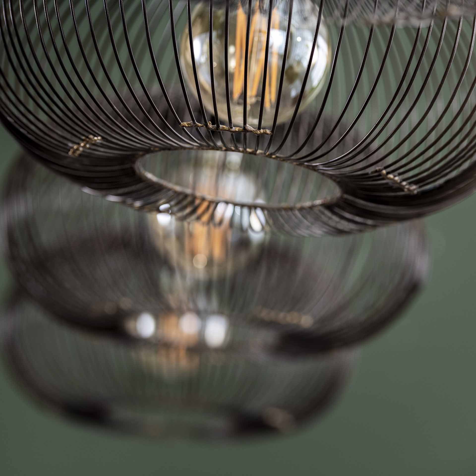 Hanglamp 4x Ø35 disk wire copper twist / Zwart nikkel