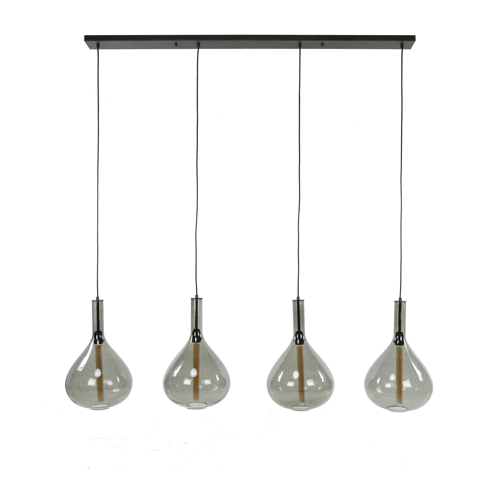Hanglamp 4L drop smoke glass / Artic zwart