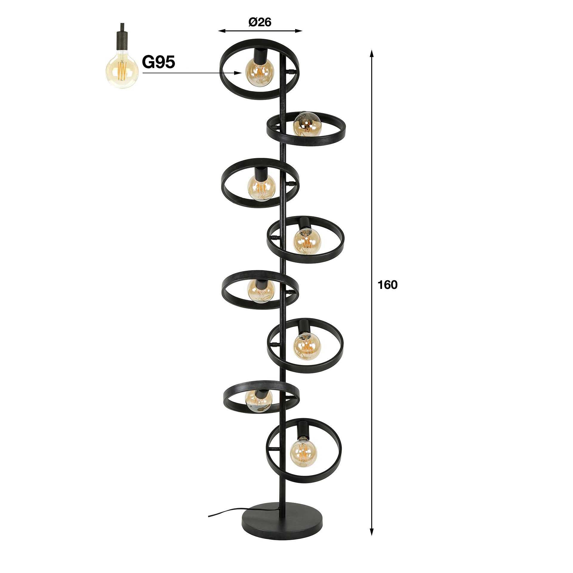 Vloerlamp 8L hover / Charcoal