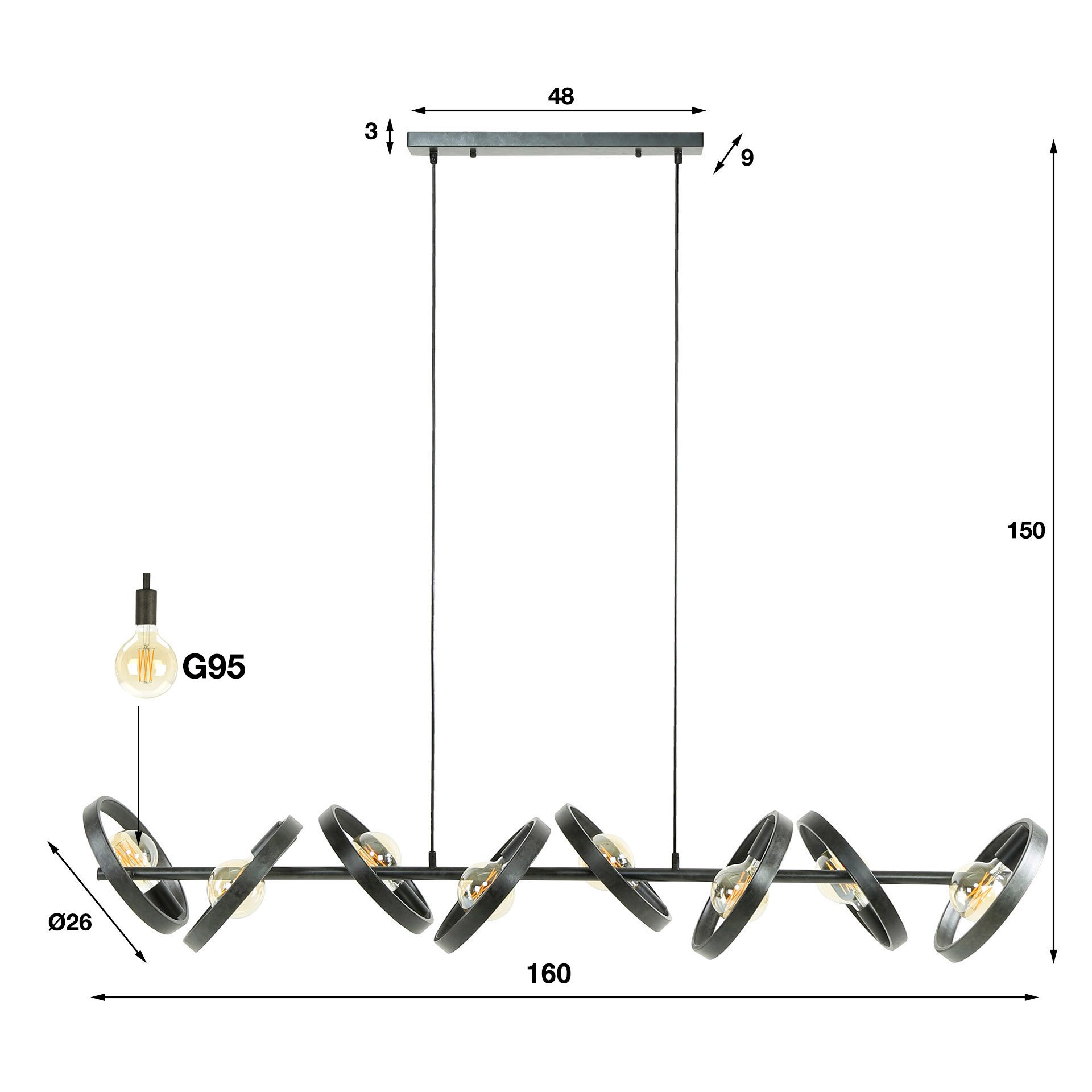Hanglamp 8L hover / Charcoal