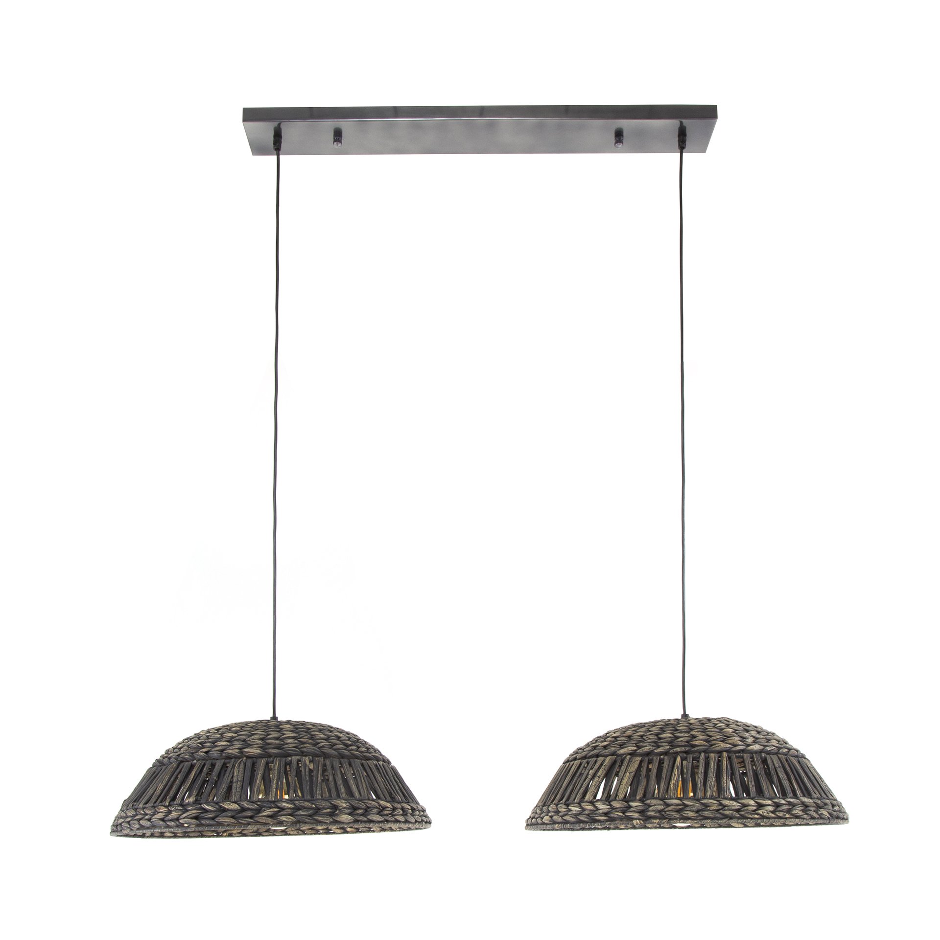 Hanglamp 2x dome waterhyacint / Zwart nikkel